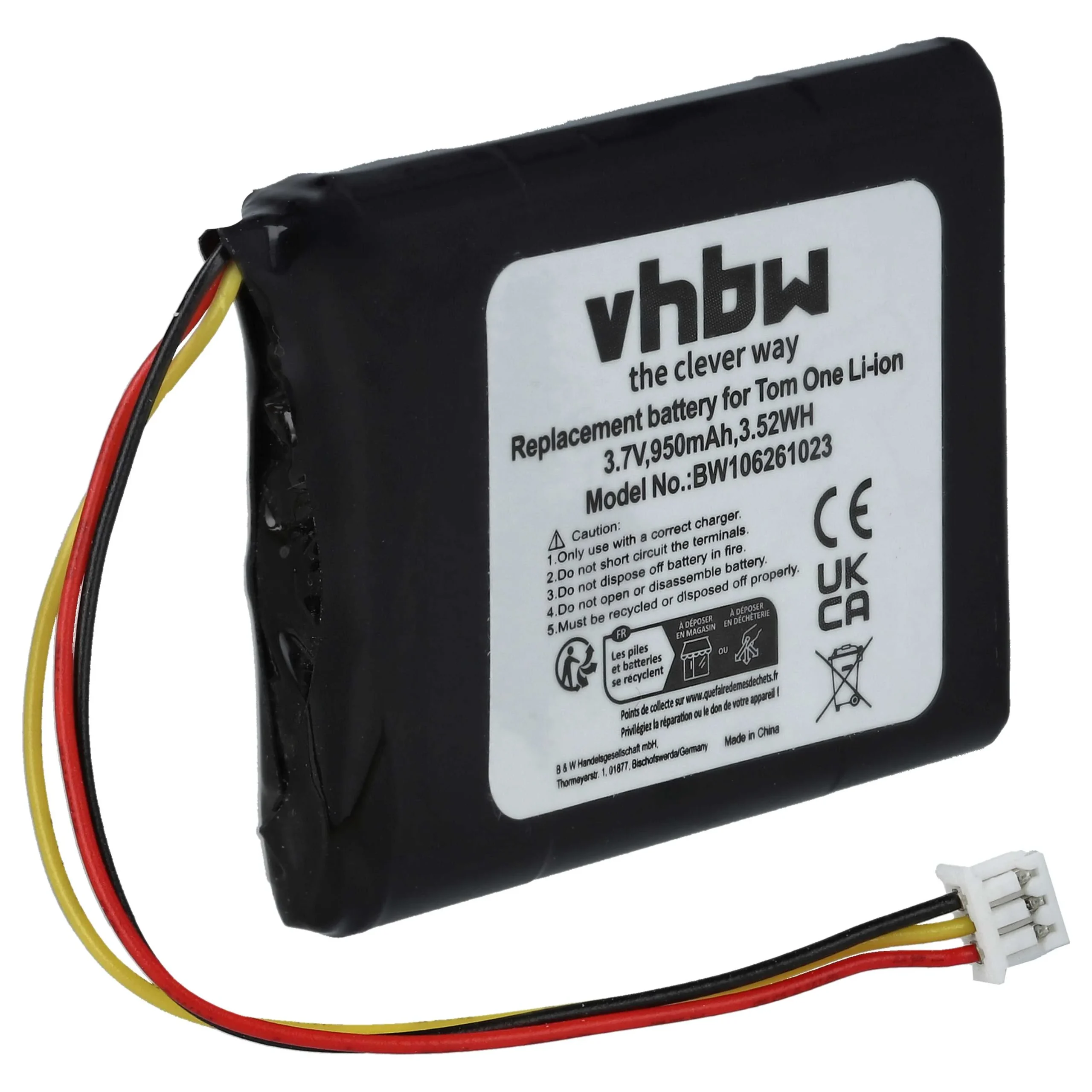 Batterie remplace Maxwell IPC653443 pour navigation GPS TomTom - 950mAh 3,7V Li-ion