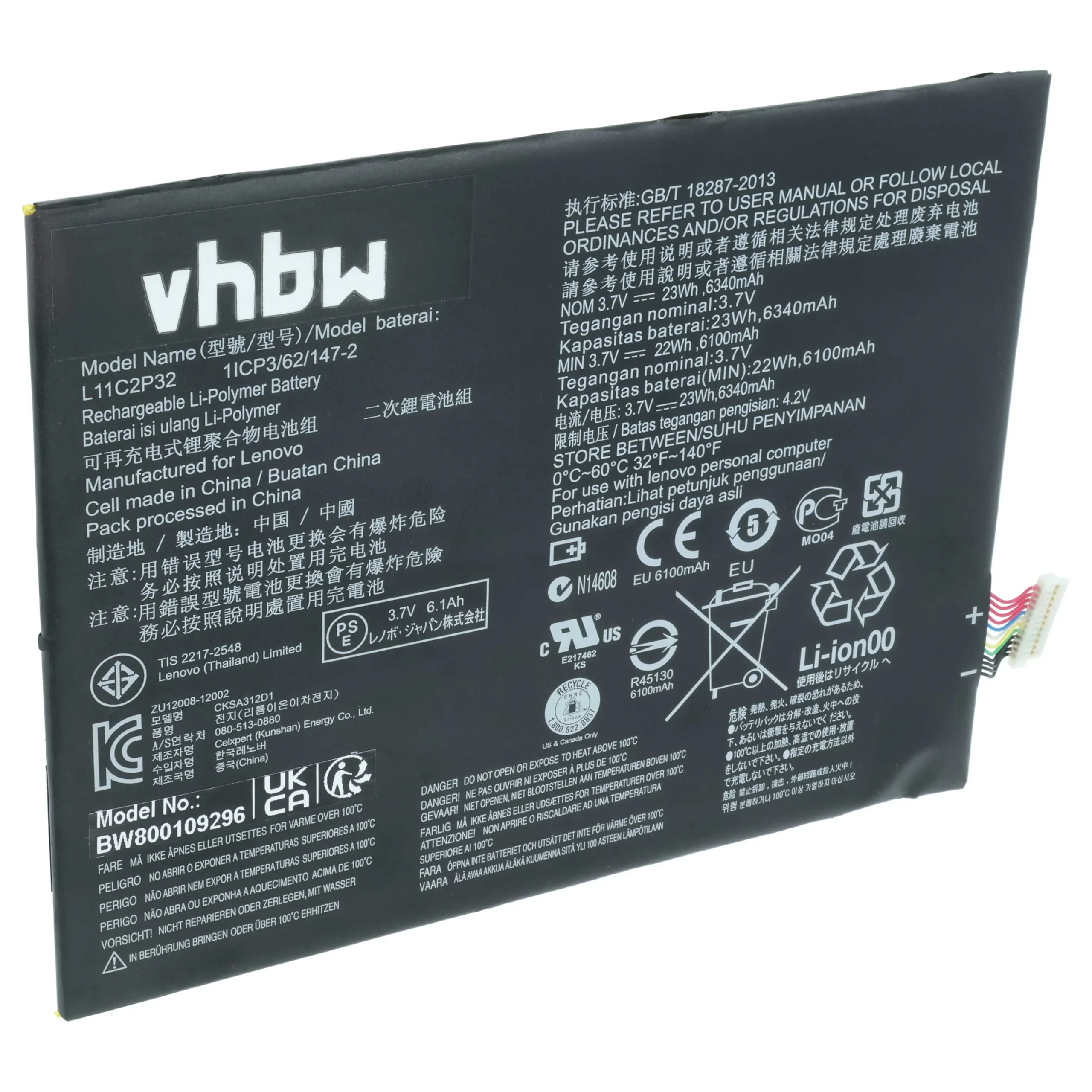 Batterie remplace Lenovo L11C2P32 pour ordinateur portable Lenovo- 6300mAh 3,7V Li-ion