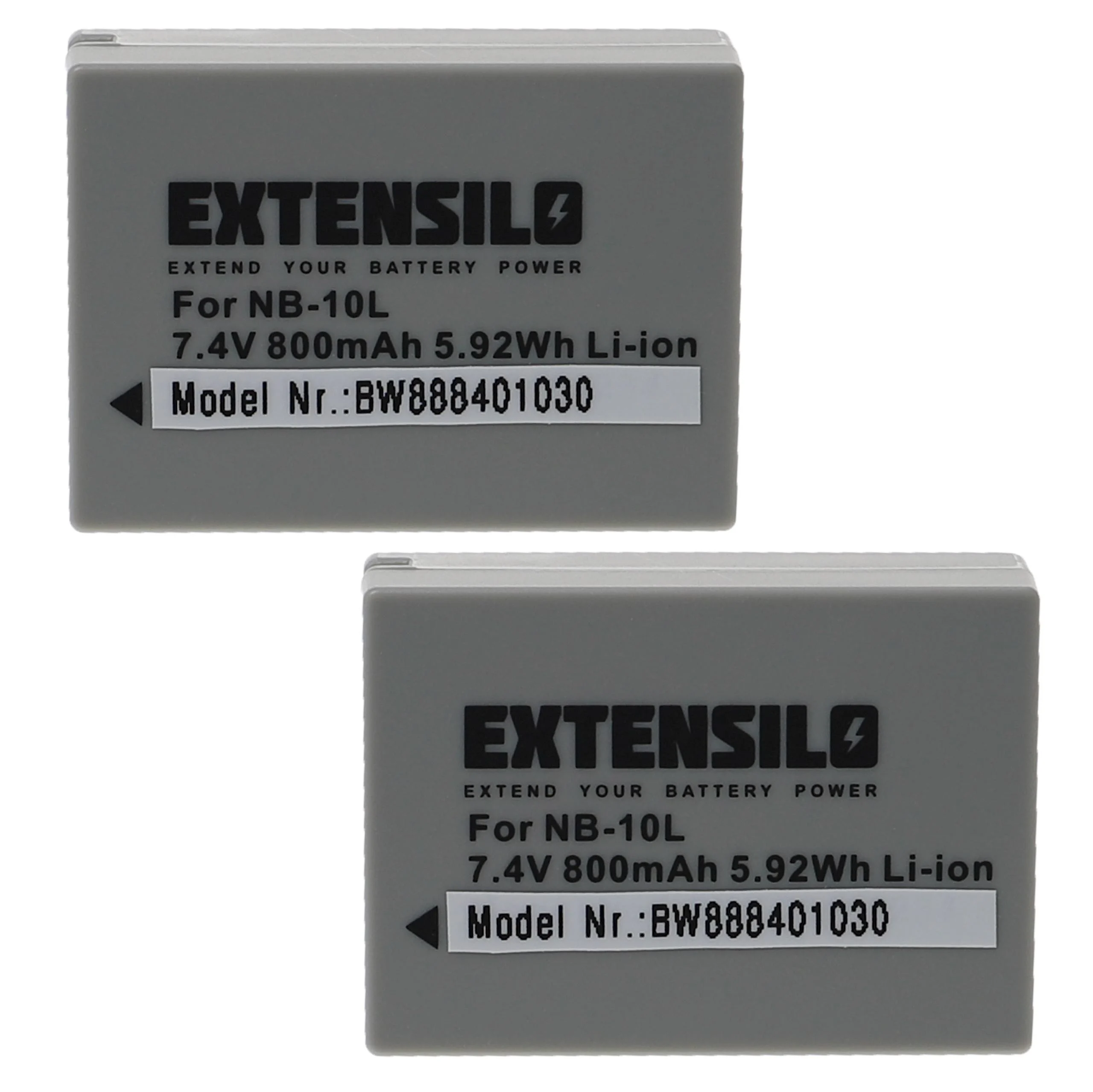 2x Batteries remplace Canon NB-10L pour appareil photo Canon- 800mAh 7,4V Li-ion