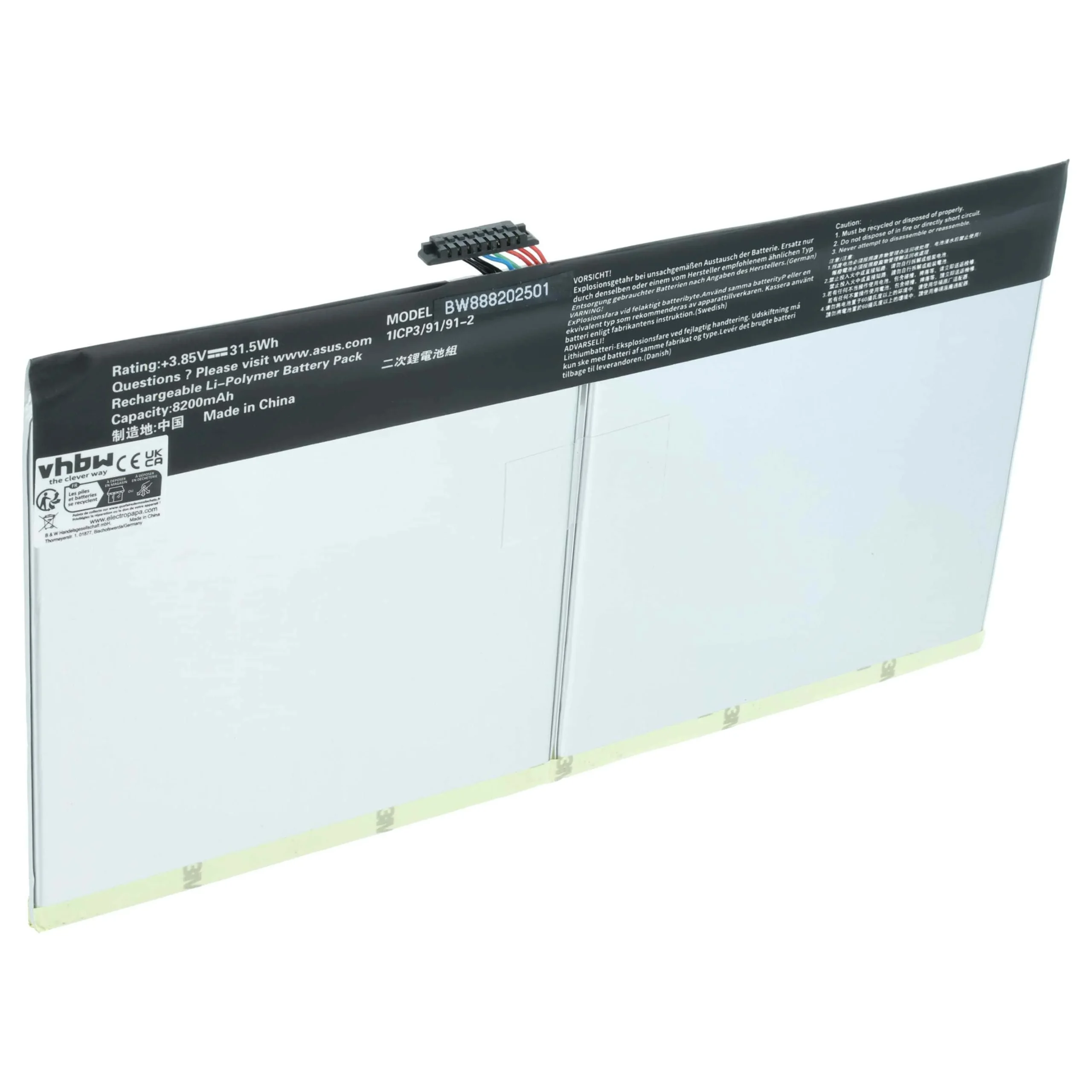 Batterie remplace Asus 0B200-02120000, 0B200-02120100, AD2068520 tablette - 8200mAh 3,85V Li-polymère