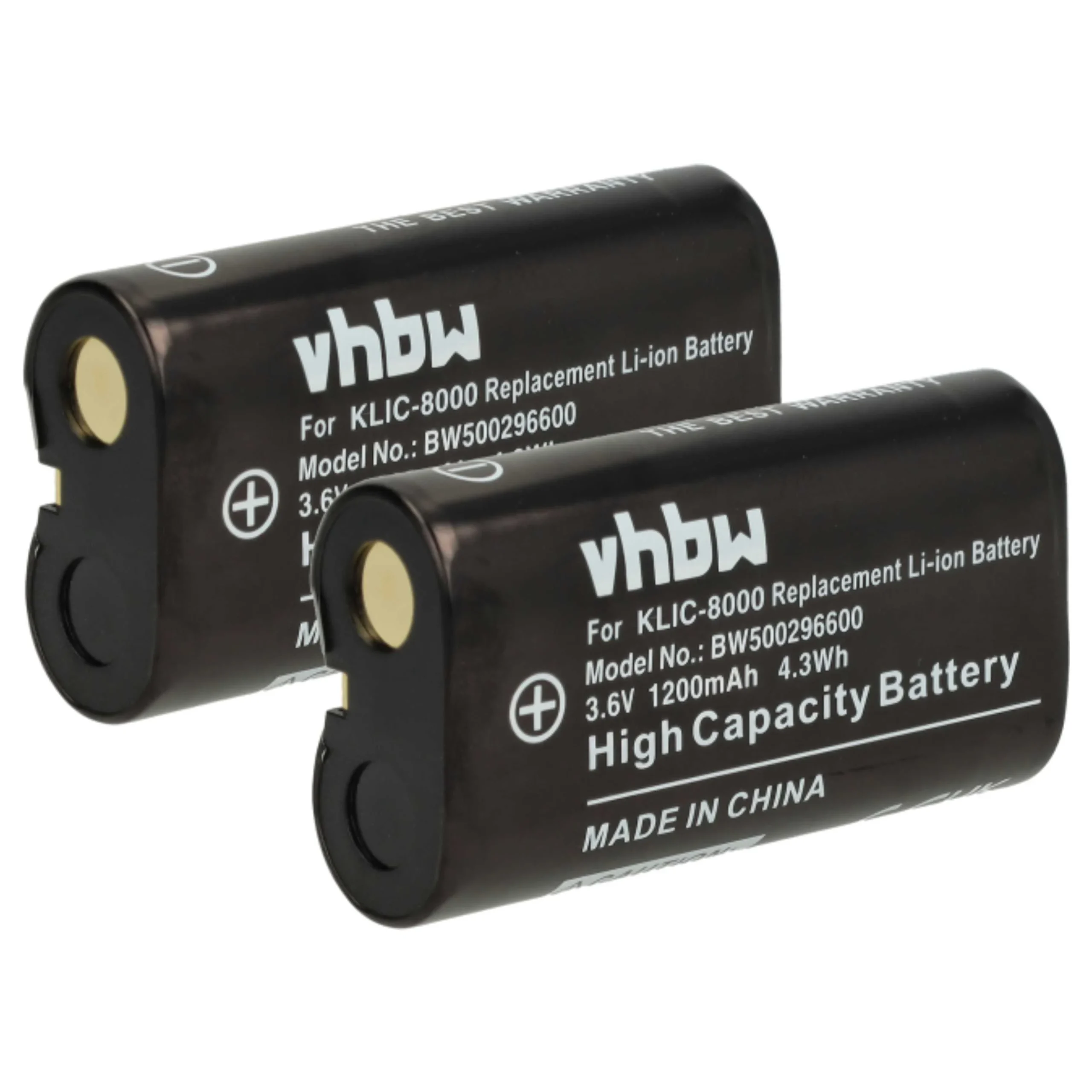 2x Batteries remplace Kodak Klic-8000, RB50 pour appareil photo Jay-Tech- 1200mAh 3,6V Li-ion