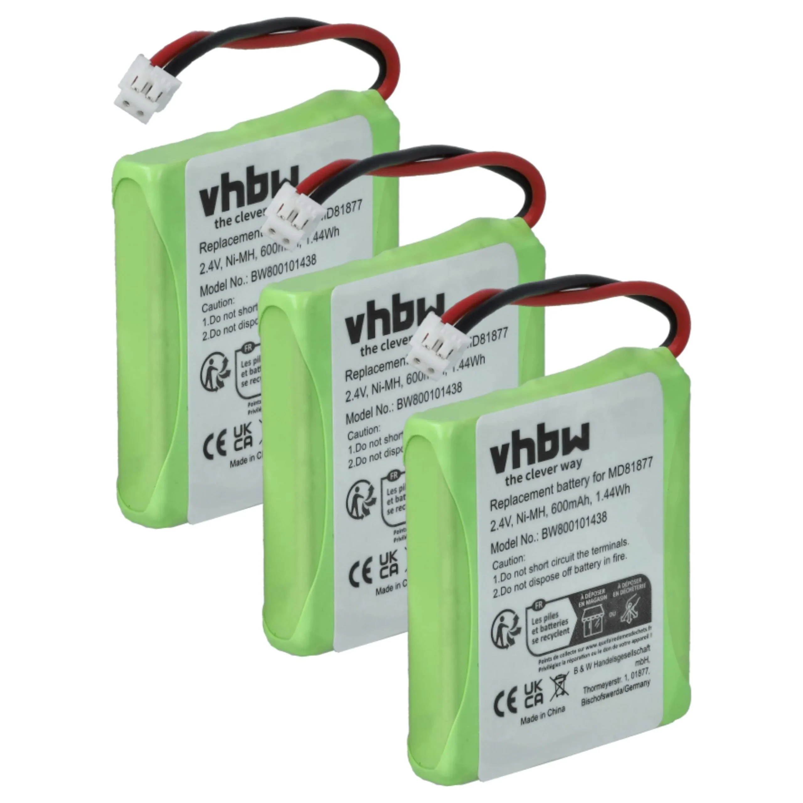 3x Batteries remplace GP0827, 5M702BMX, GP0748, GP0747, GP0735 pour téléphone Telstra - 600mAh 2,4V NiMH