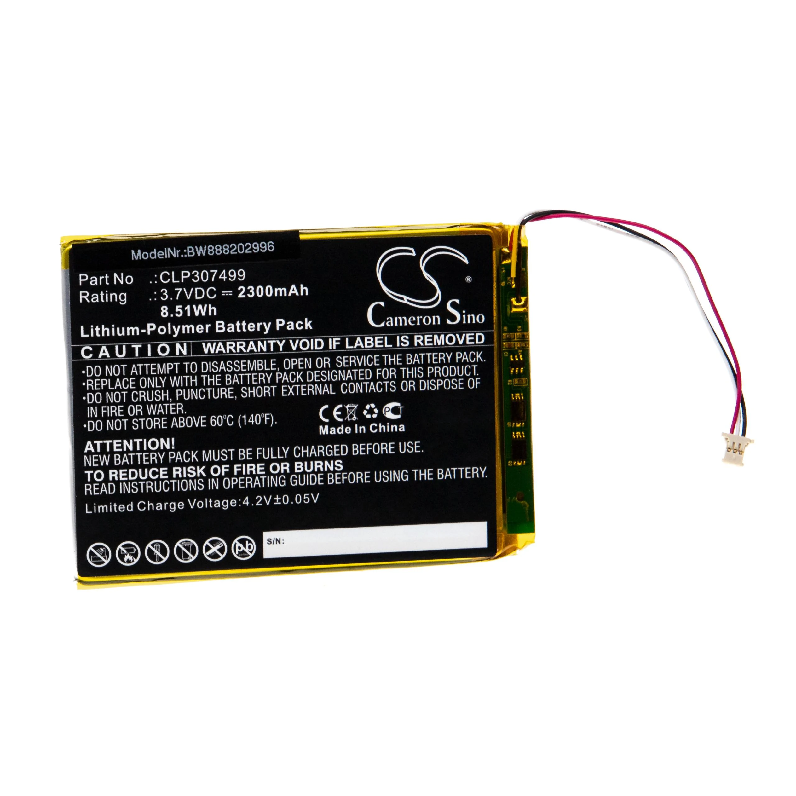 Batterie remplace Boyue CLP307499 liseuse ebook - 2300mAh 3,7V Li-polymère