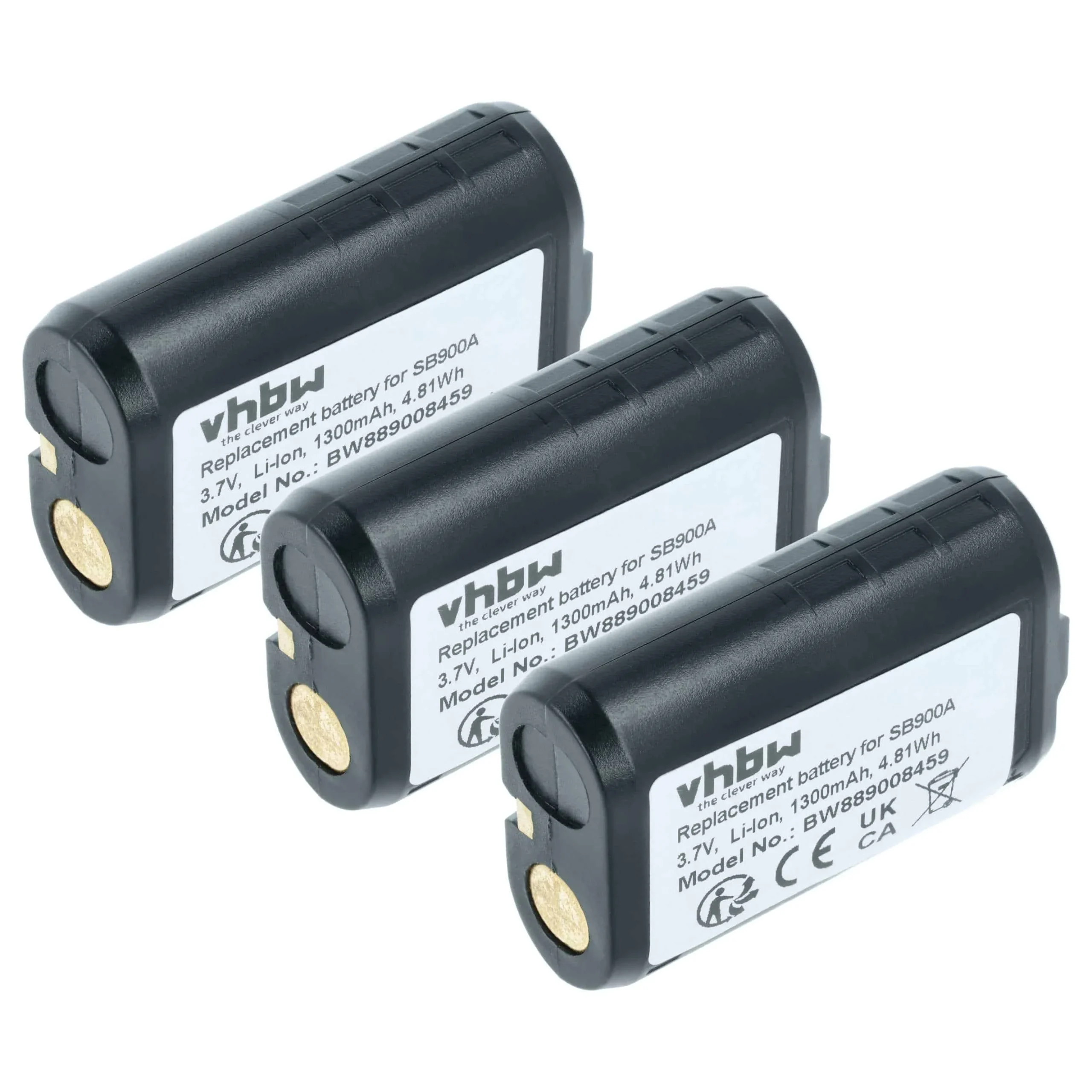 3x Batteries remplace Shure SB900A, 95A42465, SB900 pour système radio numérique Shure - 1300mAh 3,7V Li-ion