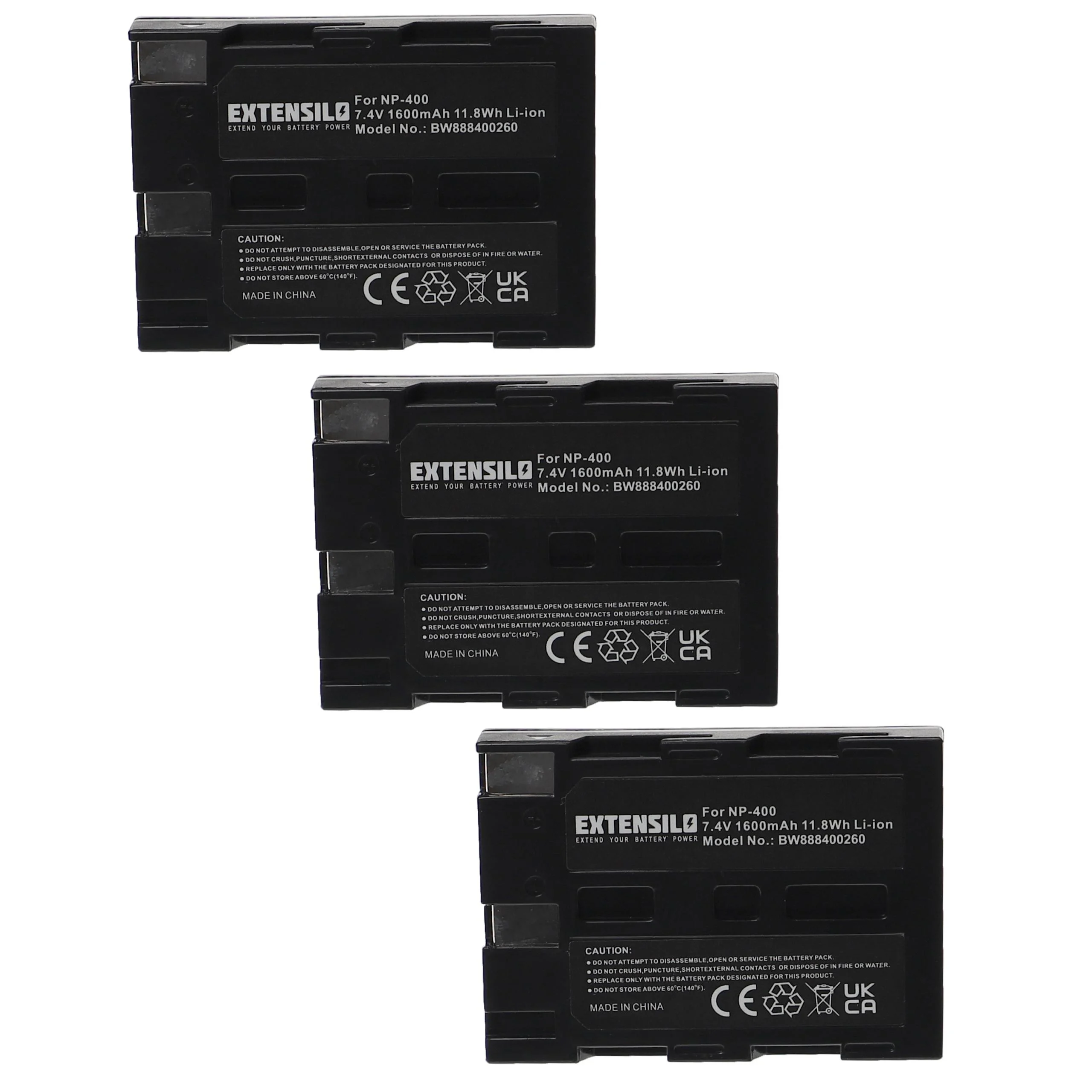 3x Batteries remplace Minolta NP-400 pour appareil photo Pentax- 1600mAh 7,4V Li-ion