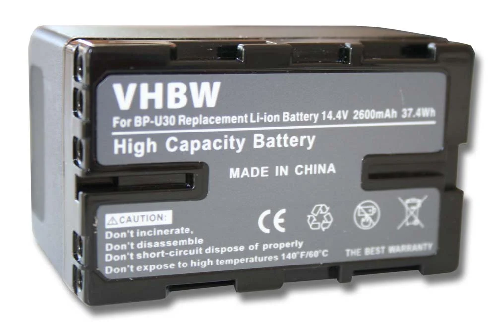 Batterie remplace Sony BP-U60, BP-U95, BP-U30, BP-U90 pour caméscope Sony- 2600mAh 14,4V Li-ion avec puce