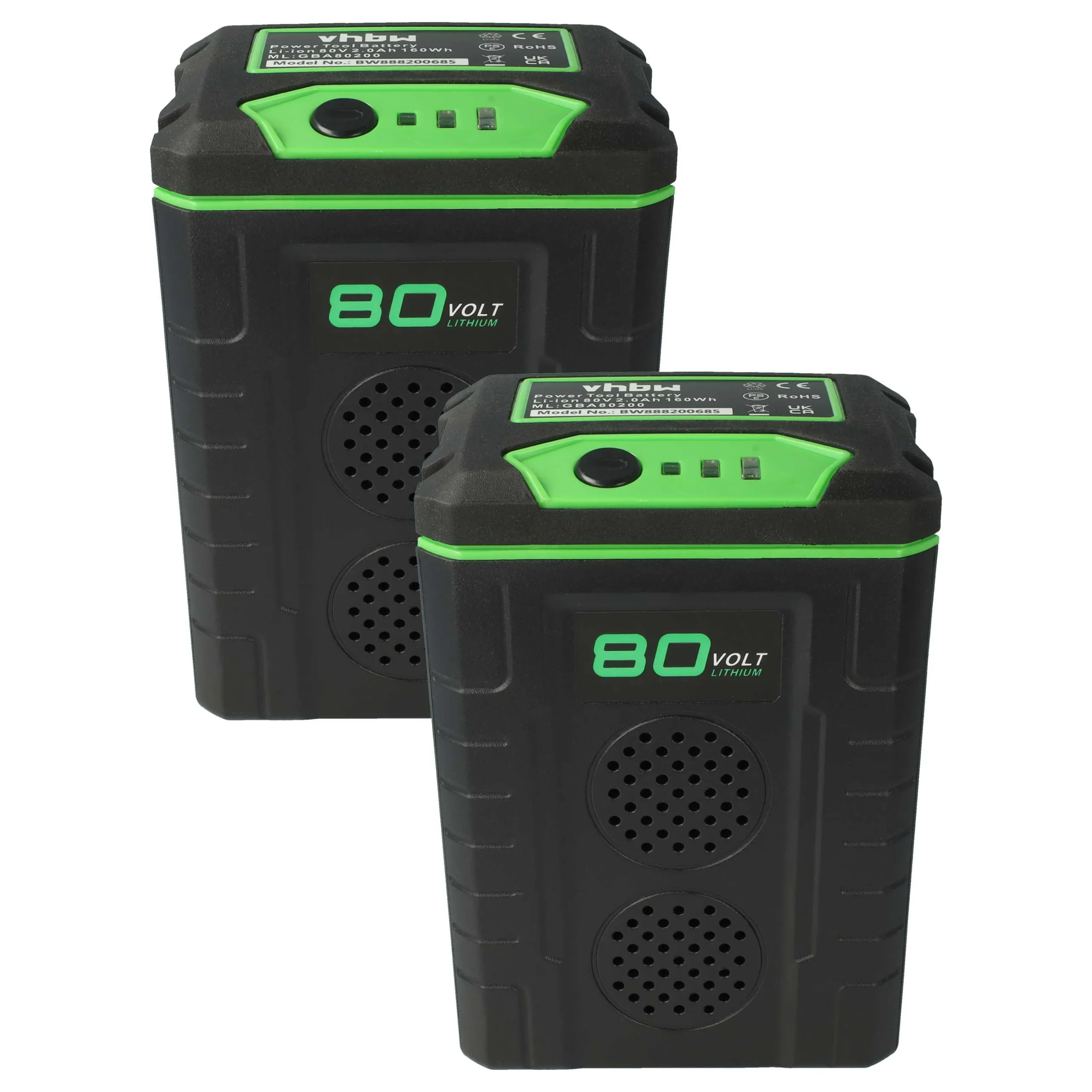 2x Batteries remplace Greenworks 2901307, 2901302, 2901207 pour outil de jardinage - 2000mAh 80V Li-ion