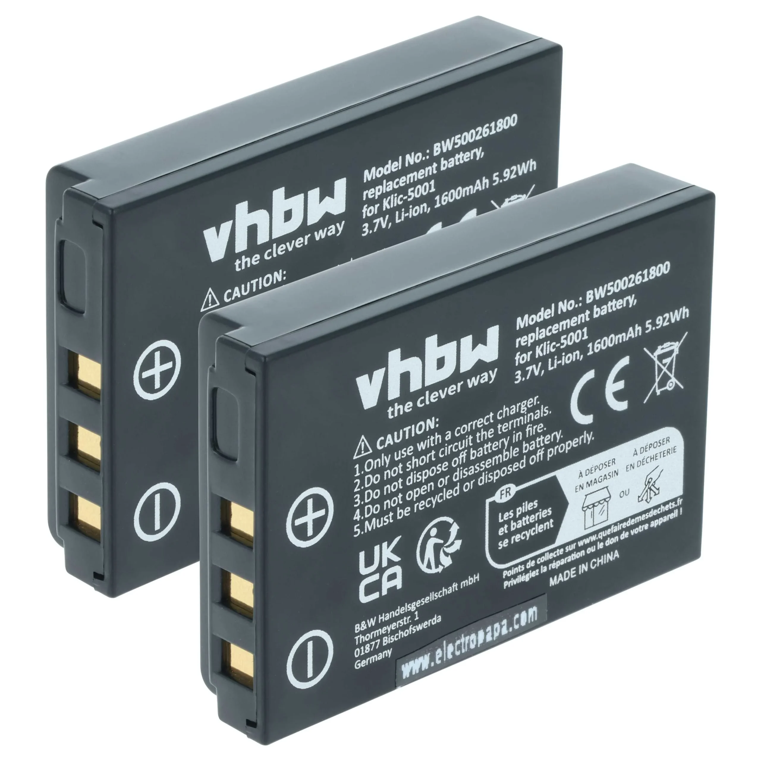 2x Batteries remplace Icom BP-243 pour appareil photo Kodak- 1600mAh 3,6V Li-ion