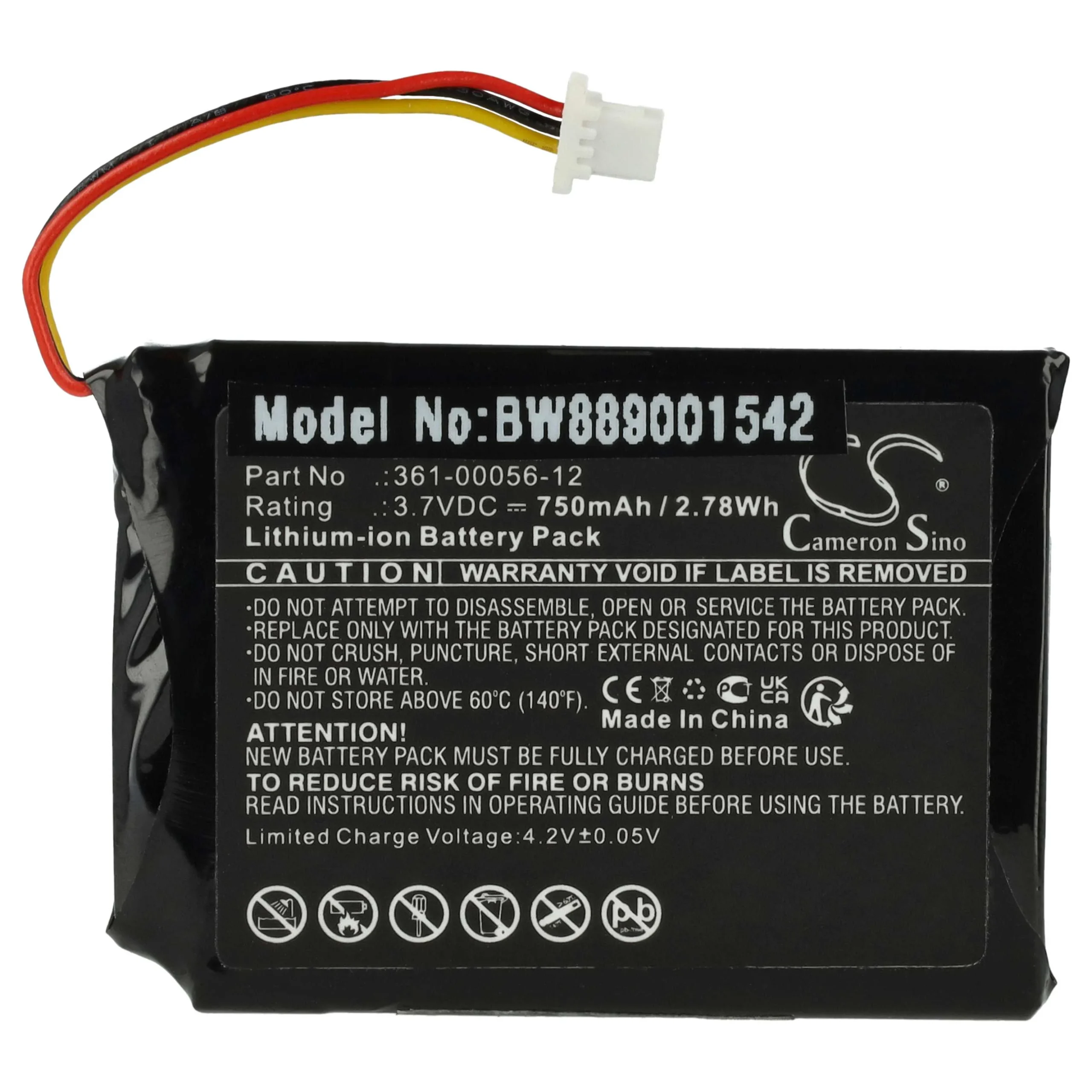 Batterie remplace Garmin 361-00056-12 pour navigation GPS Garmin - 750mAh 3,7V Li-ion