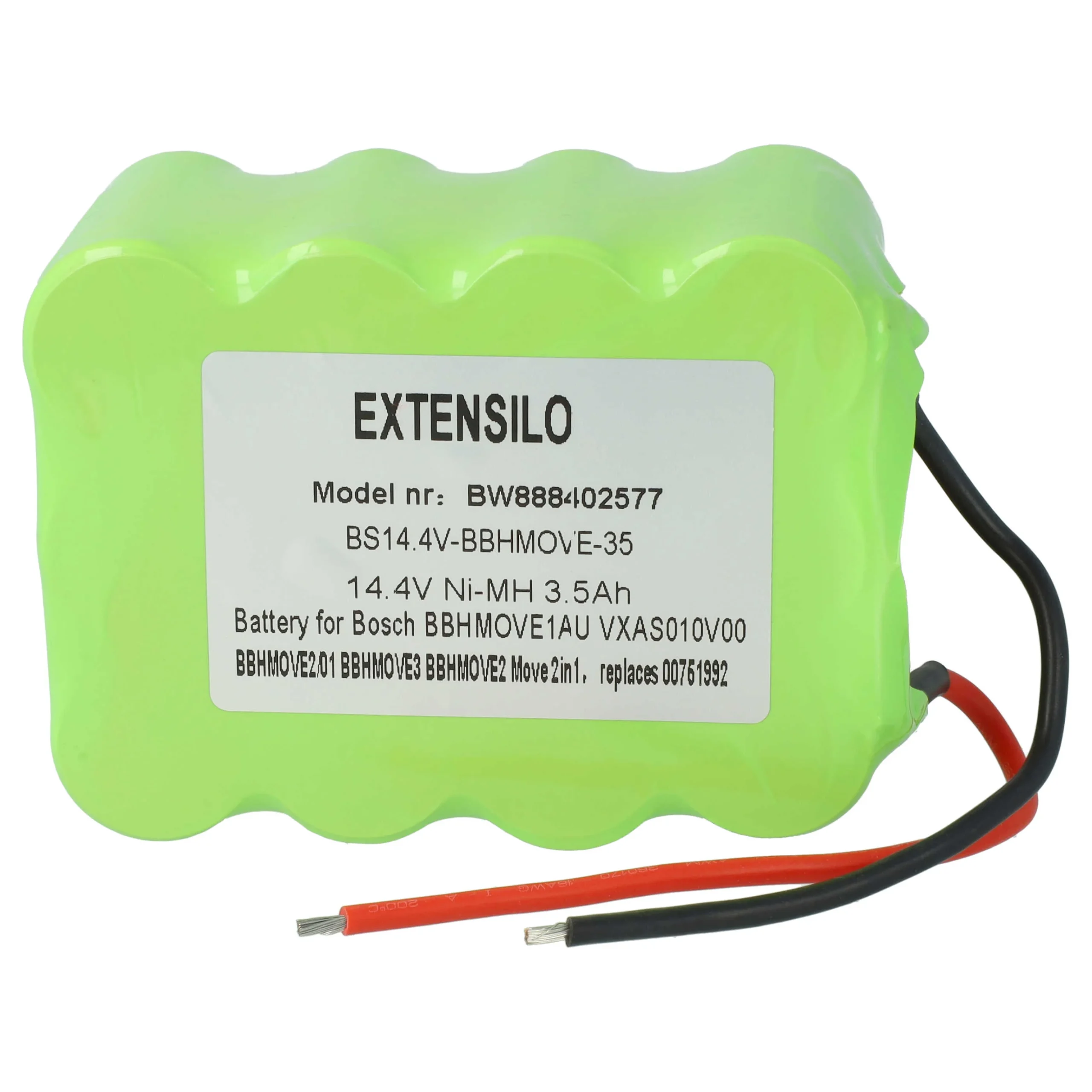 Batterie remplace Bosch 00751992, FD8901, GP180SCHSV12Y2H pour aspirateur Bosch - 3500mAh 14,4V NiMH
