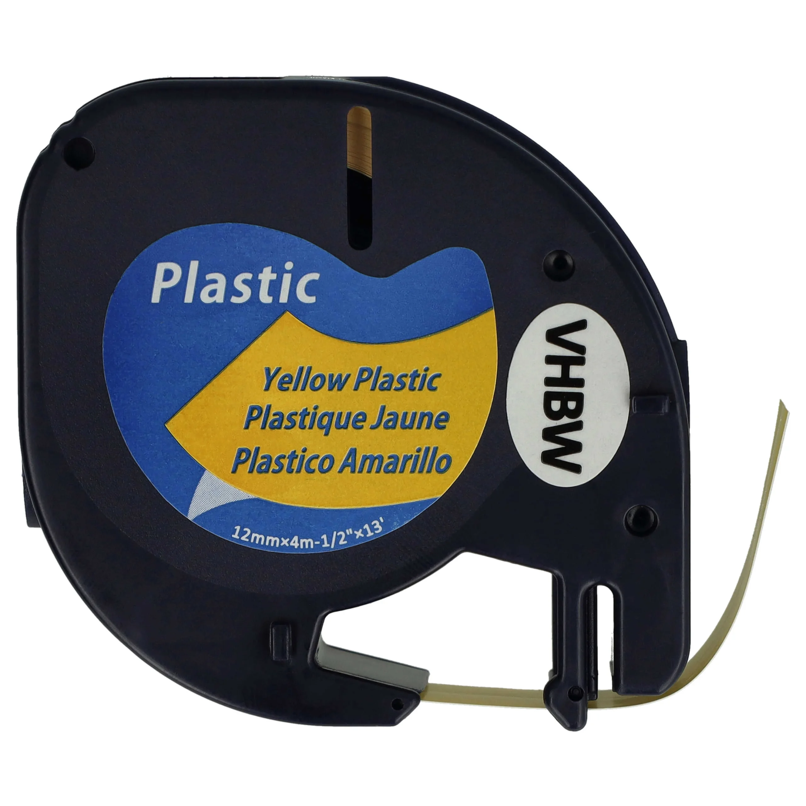 Cassette à ruban en plastique remplace Dymo 91222, S0721670 - 12mm lettrage Noir ruban Jaune, plastique