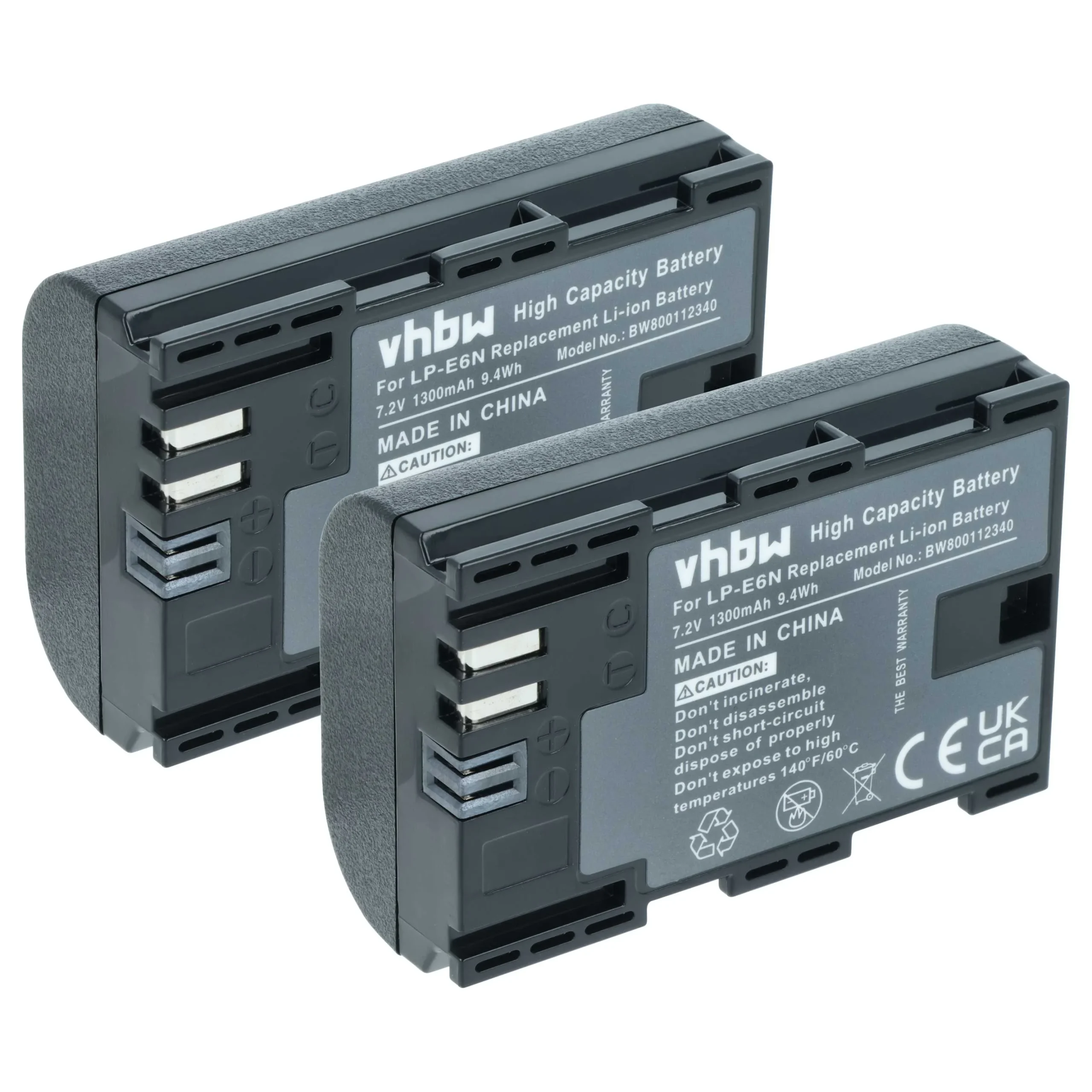 2x Batteries remplace Canon LP-E6N pour appareil photo Blackmagic- 1300mAh 7,2V Li-ion
