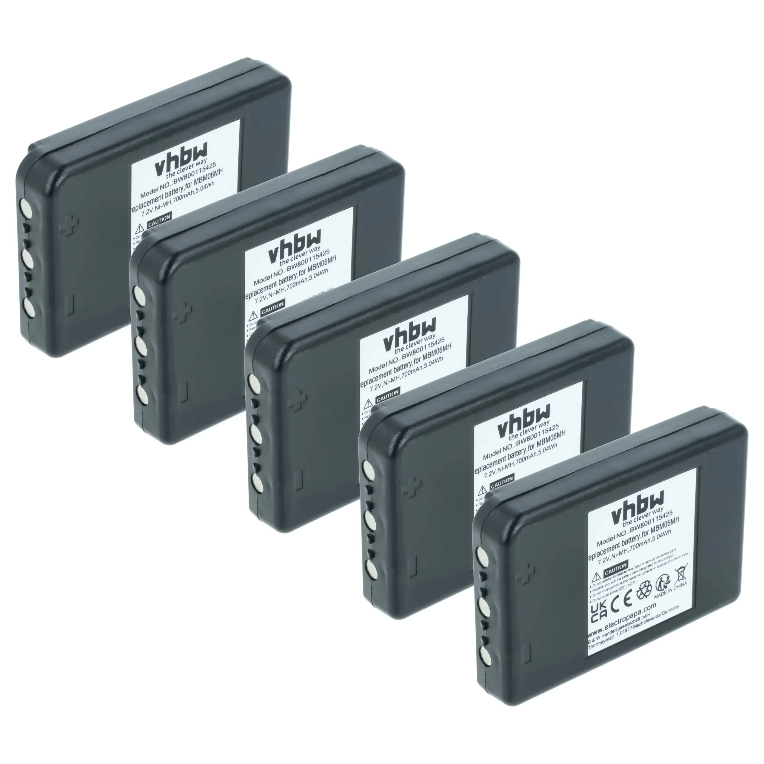 Batterie (5 pièces) remplace Autec MBM06MH - 700mAh 7,2V NiMH