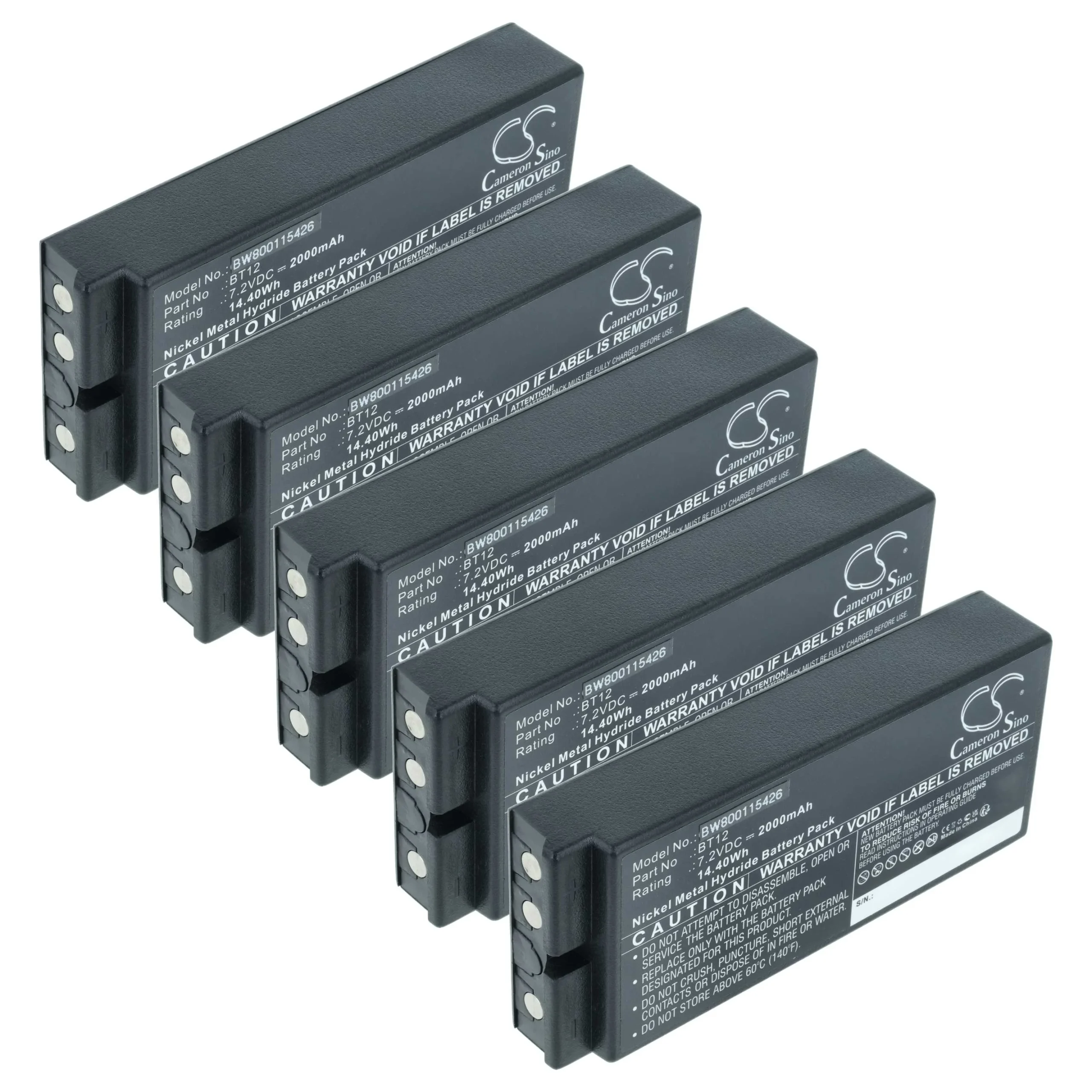 Batterie (5 pièces) remplace Danfoss 2303696, BT12 - 2000mAh 7,2V NiMH