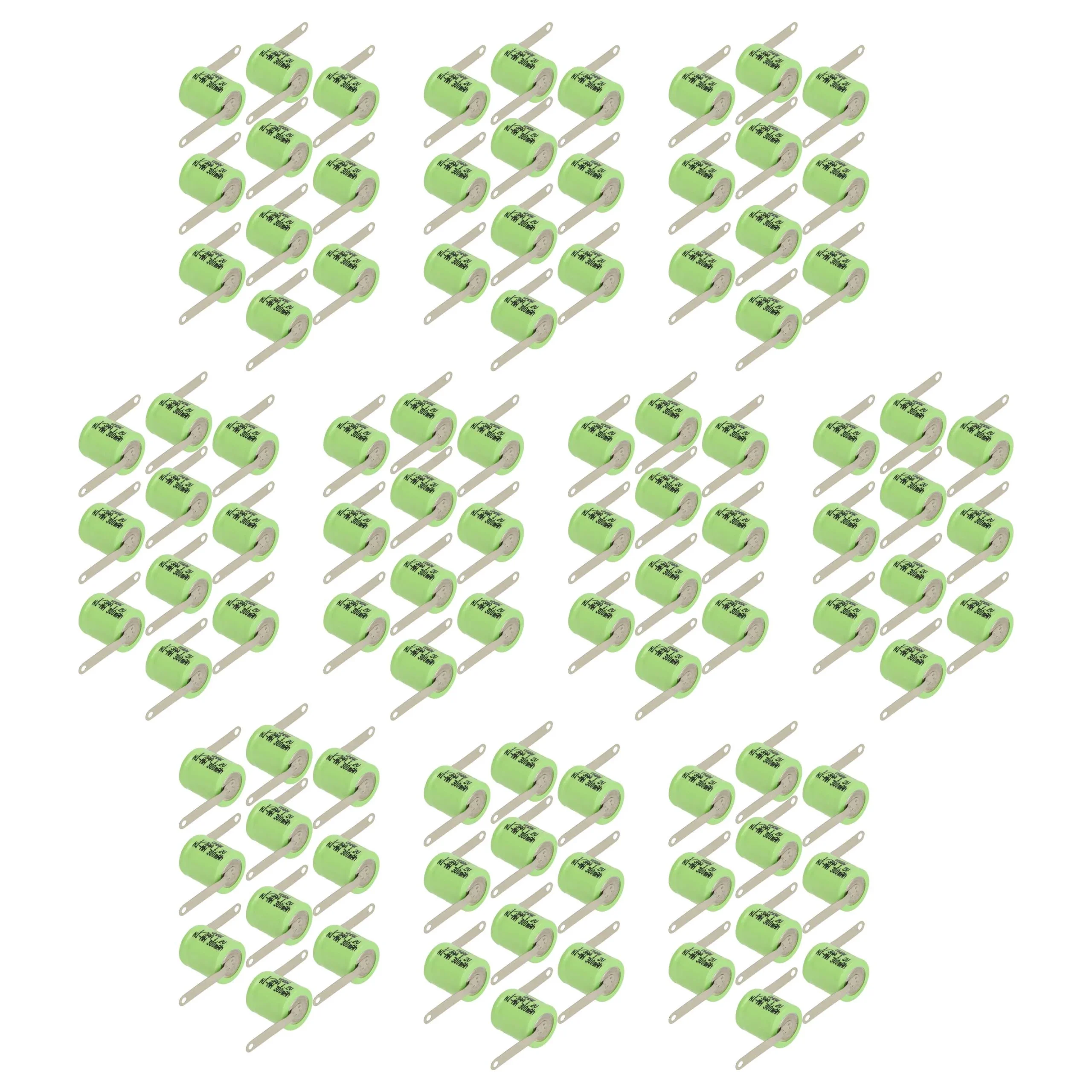 100x Piles bouton de type 1/3AA pour le modélisme et autres - 300mAh 1,2V NiMH