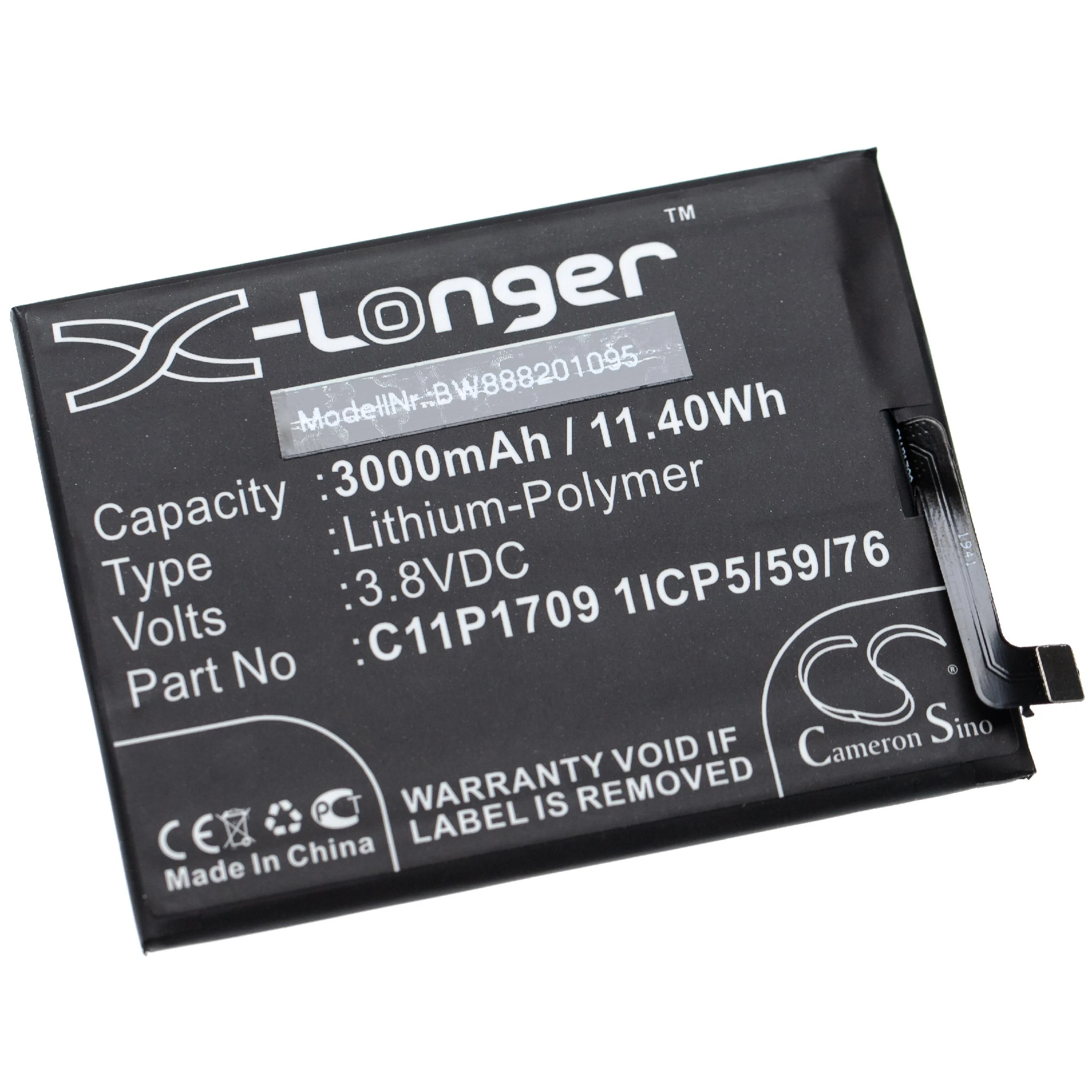 Batterie remplace Asus C11P1709 1ICP5/59/76 téléphone portable Asus - 3000mAh 3,8V Li-polymère
