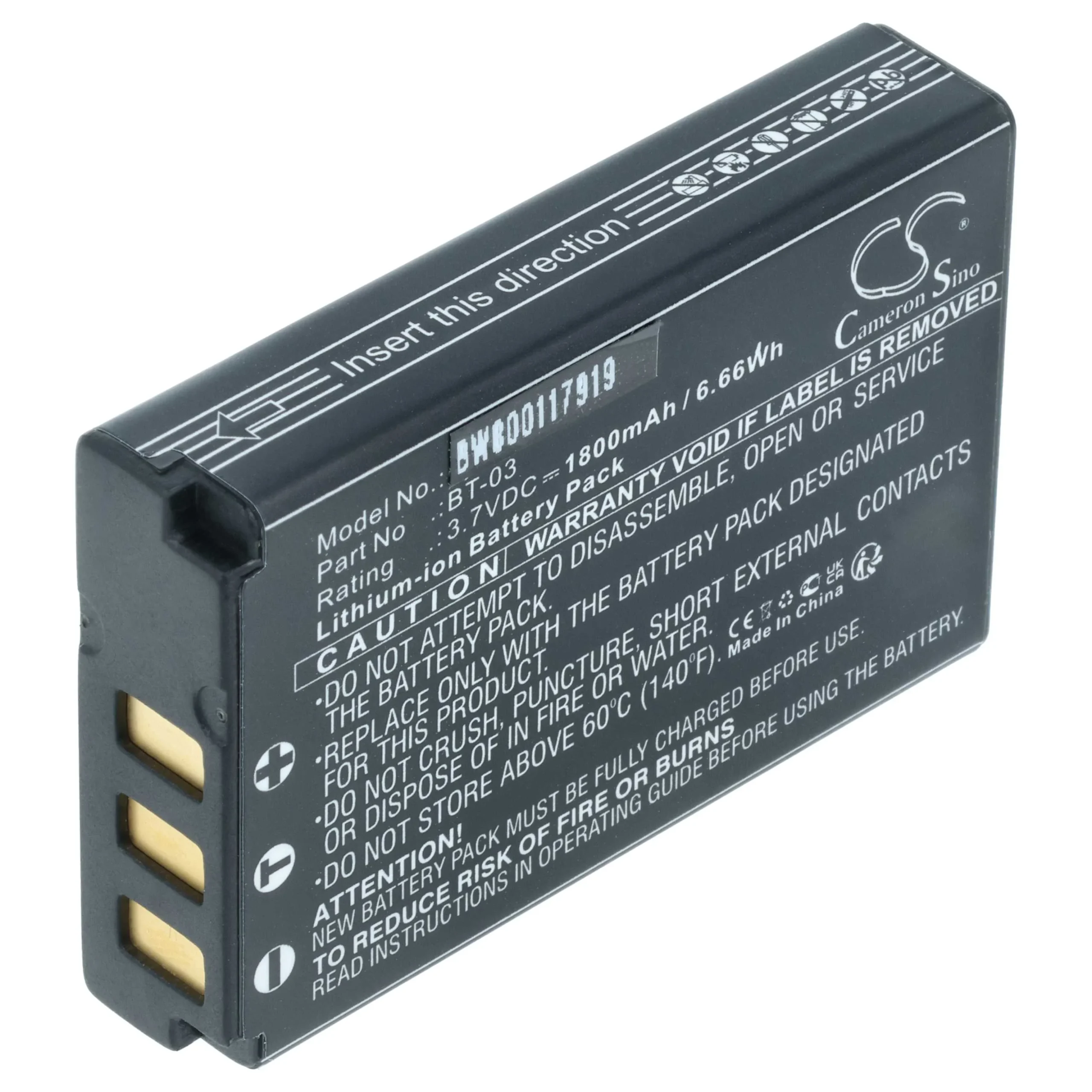 Batterie remplace Zoom BT-03 pour appareil photo Zoom- 1800mAh 3,7V Li-ion