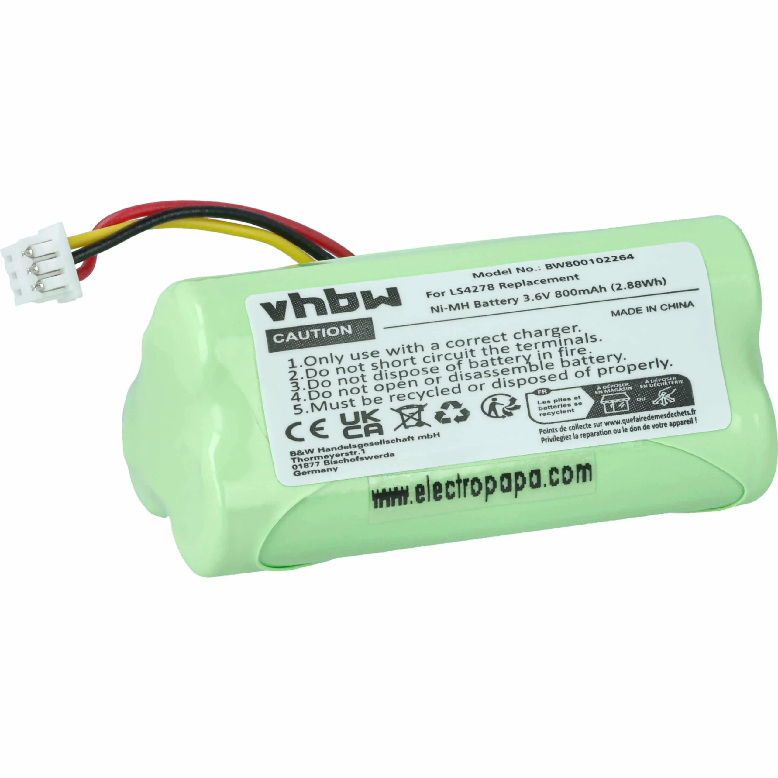 Batterie remplace 82-67705-01, BTRY-LS42RAAOE-01 pour scanner de code-barre Symbol - 800mAh 3,6V