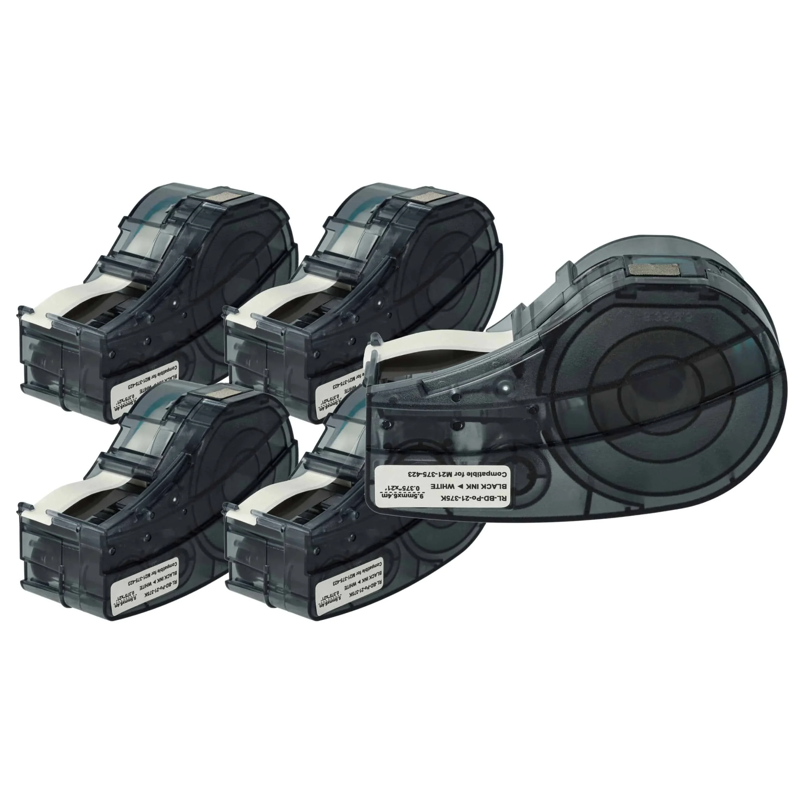 5x Cassettes à ruban remplacent Brady M21-375-423 - 9,53mm lettrage Noir ruban Blanc, polyester permanent