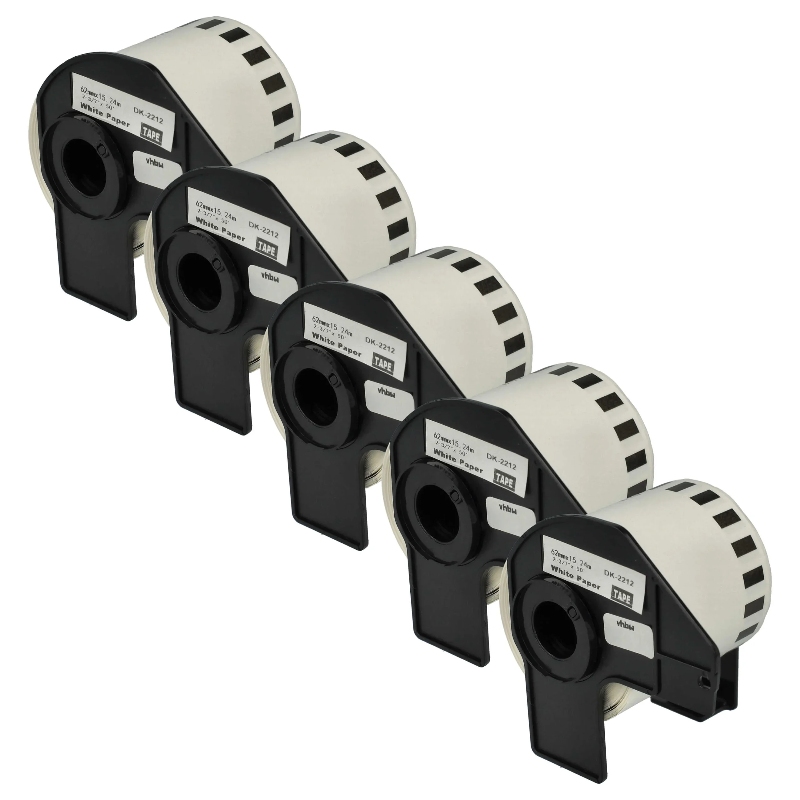 5x Étiquette remplacent Brother DK-22212 pour imprimante étiqueteuse - 62mm x 15,24m + support