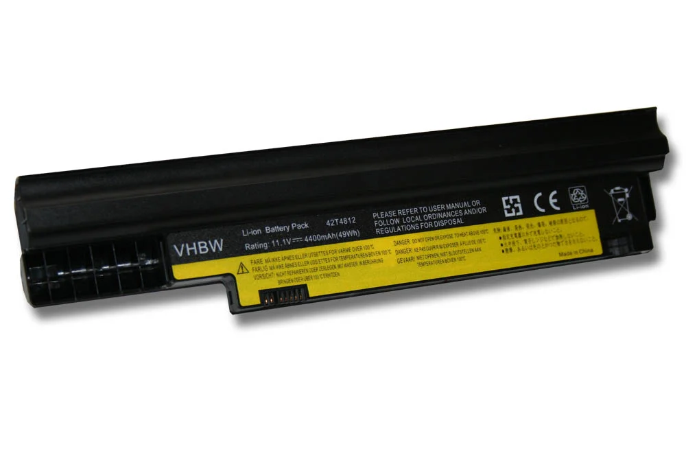 Batterie remplace Lenovo 42T4806, 42T4814, 42T4807 pour ordinateur portable Lenovo- 4400mAh 11,1V Li-ion, noir