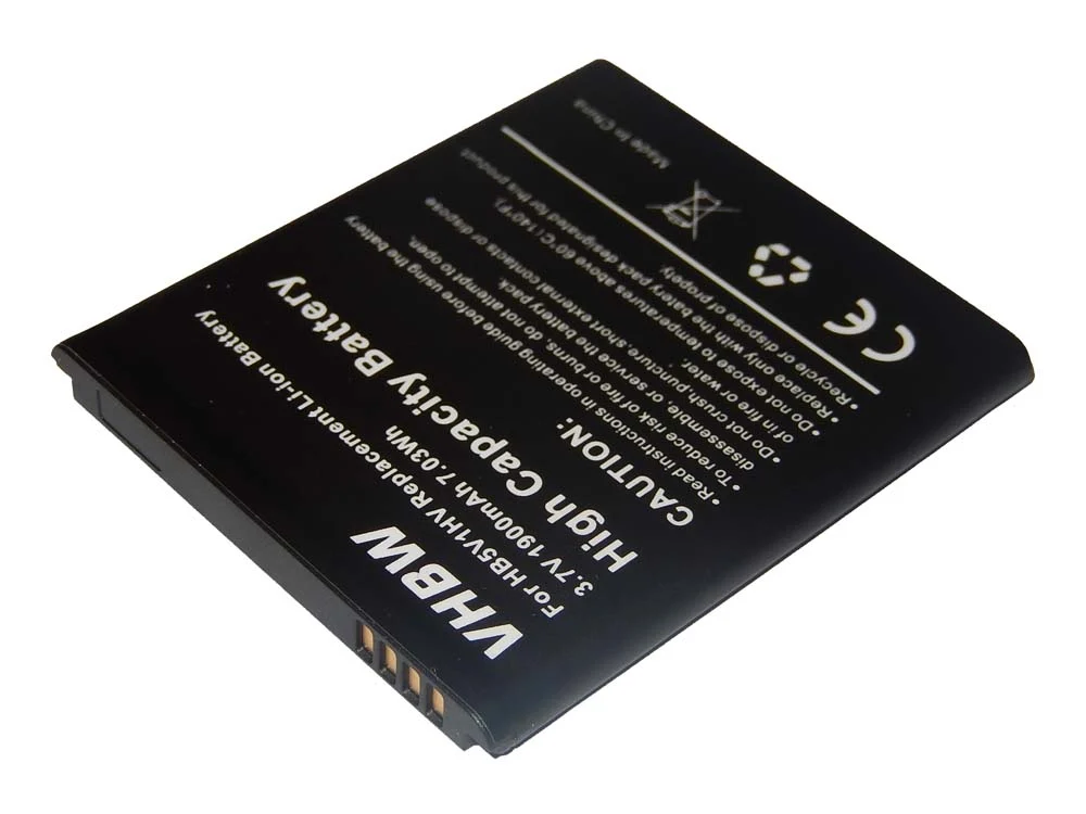Batterie remplace Huawei HB5V1H, HB5V1, HB5V1HV téléphone portable Huawei - 1900mAh 3,7V Li-ion