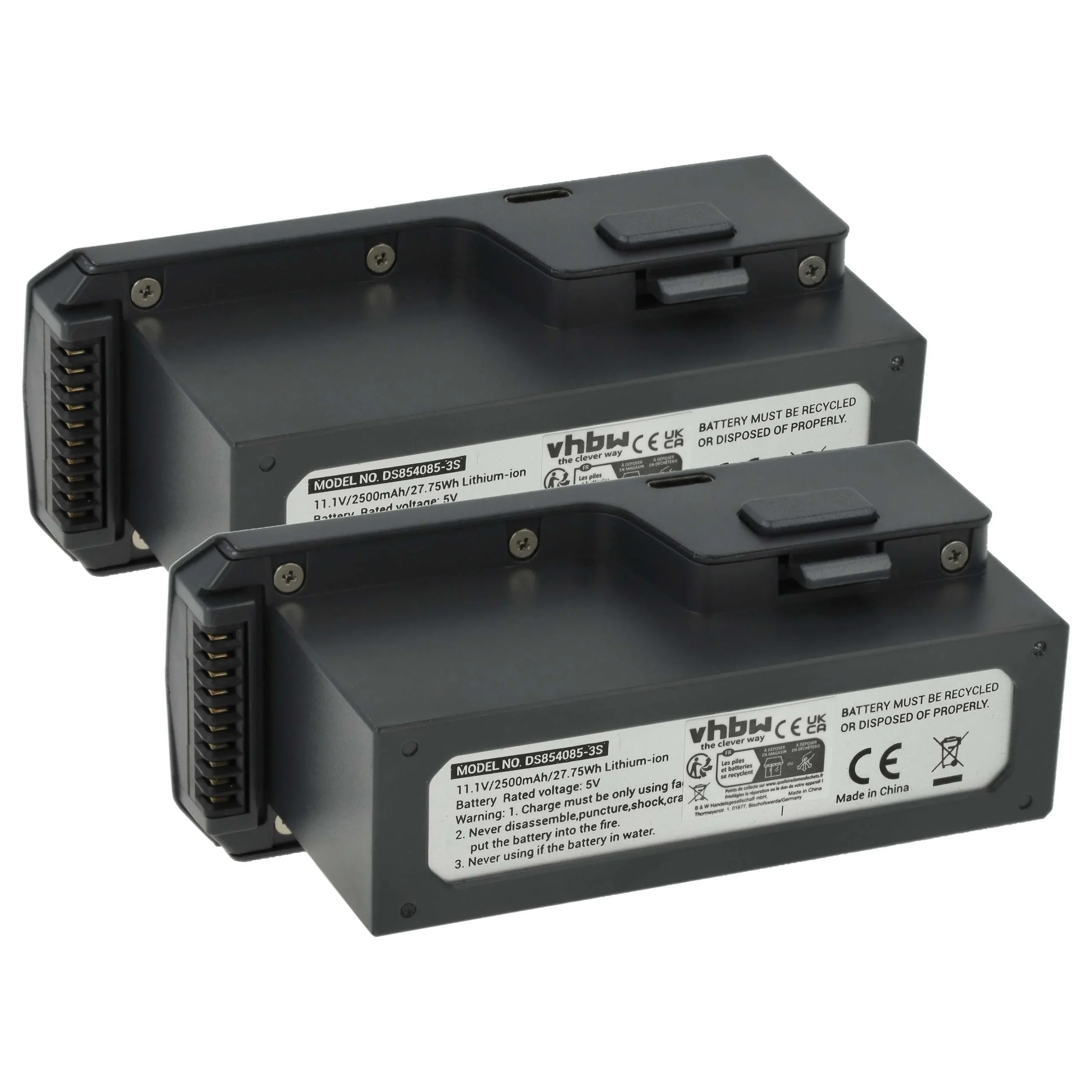2x Batteries remplace SJ R/C DS854085-3S pour drone SJRC- 2500mAh 11,1V Li-ion