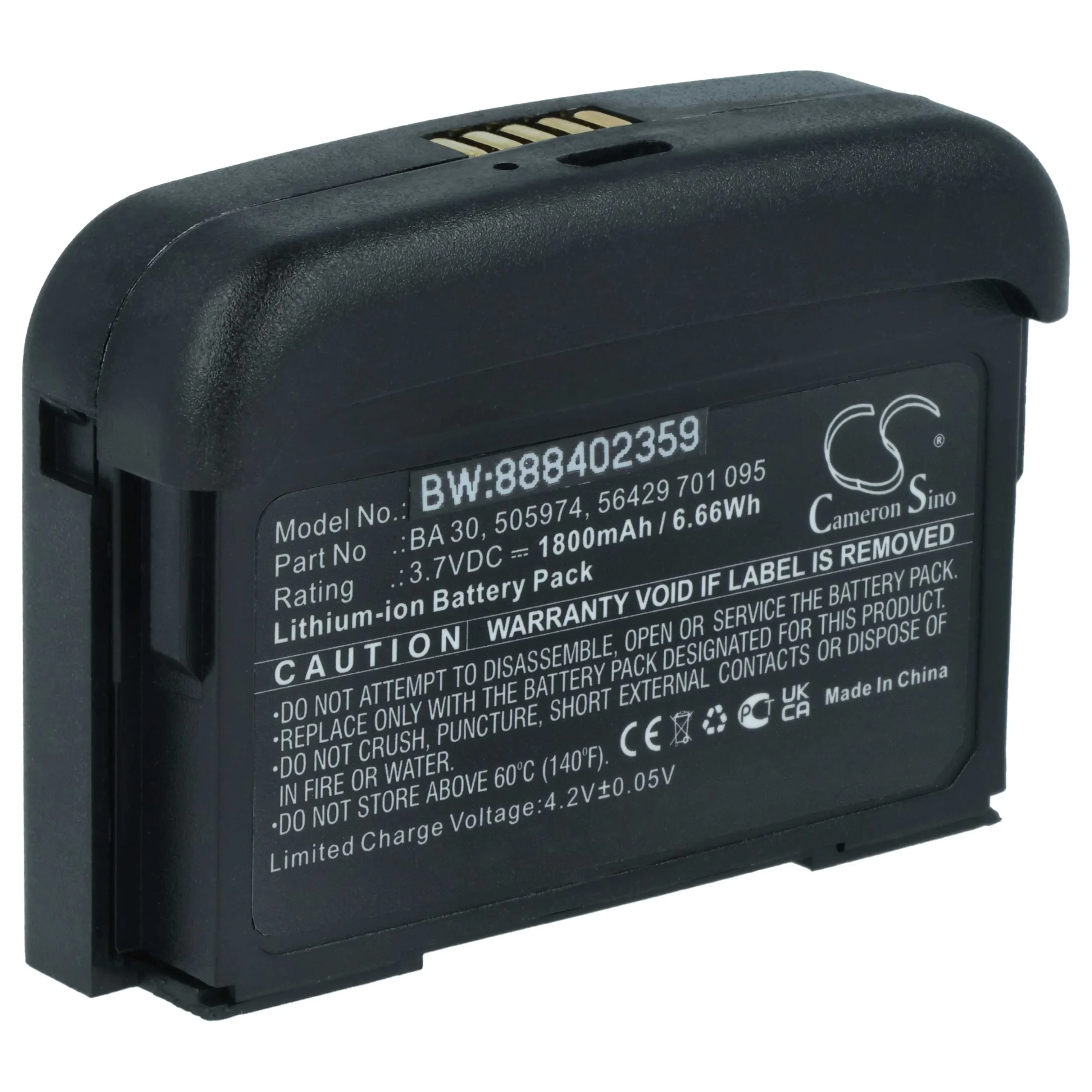 Batterie remplace Sennheiser 505974 pour système radio numérique Sennheiser - 1800mAh 3,7V Li-ion