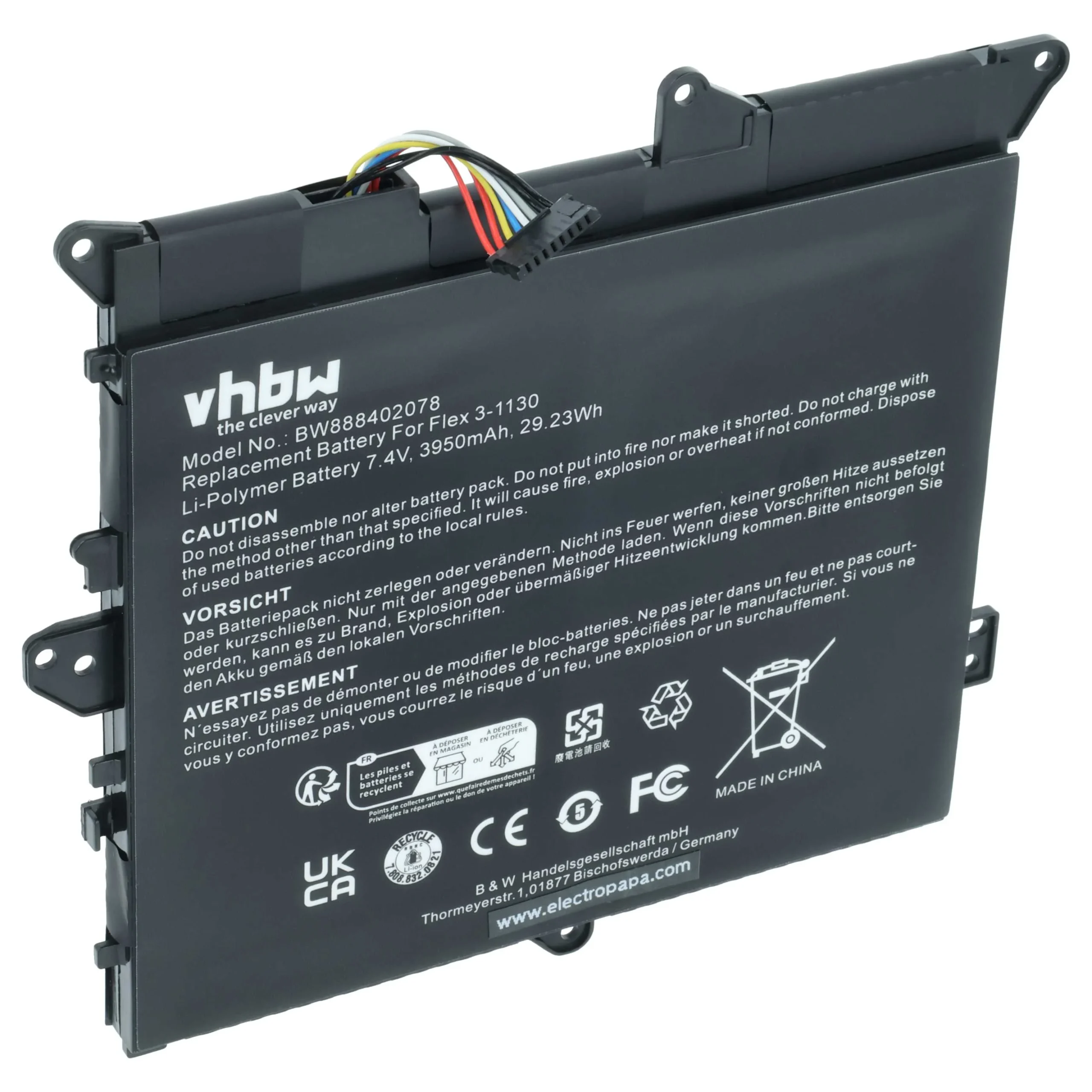 Batterie remplace Lenovo 5B10H09630, 5B10H09632 pour ordinateur portable Lenovo- 3950mAh 7,4V Li-polymère