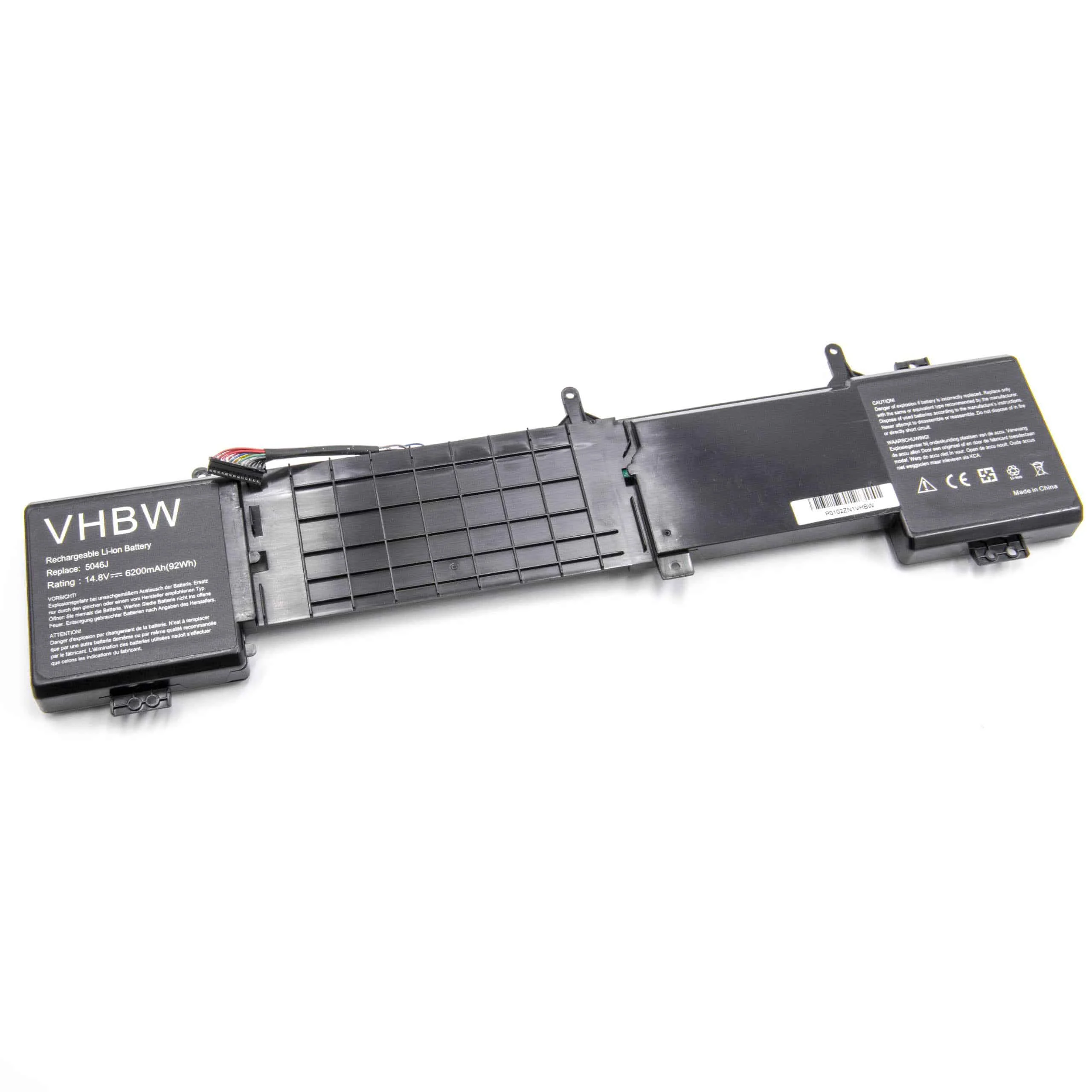 Batterie remplace Dell 05046J, 5046J, 6JHCY, 6JHDV pour ordinateur portable Dell- 6200mAh 14,8V Li-ion, noir