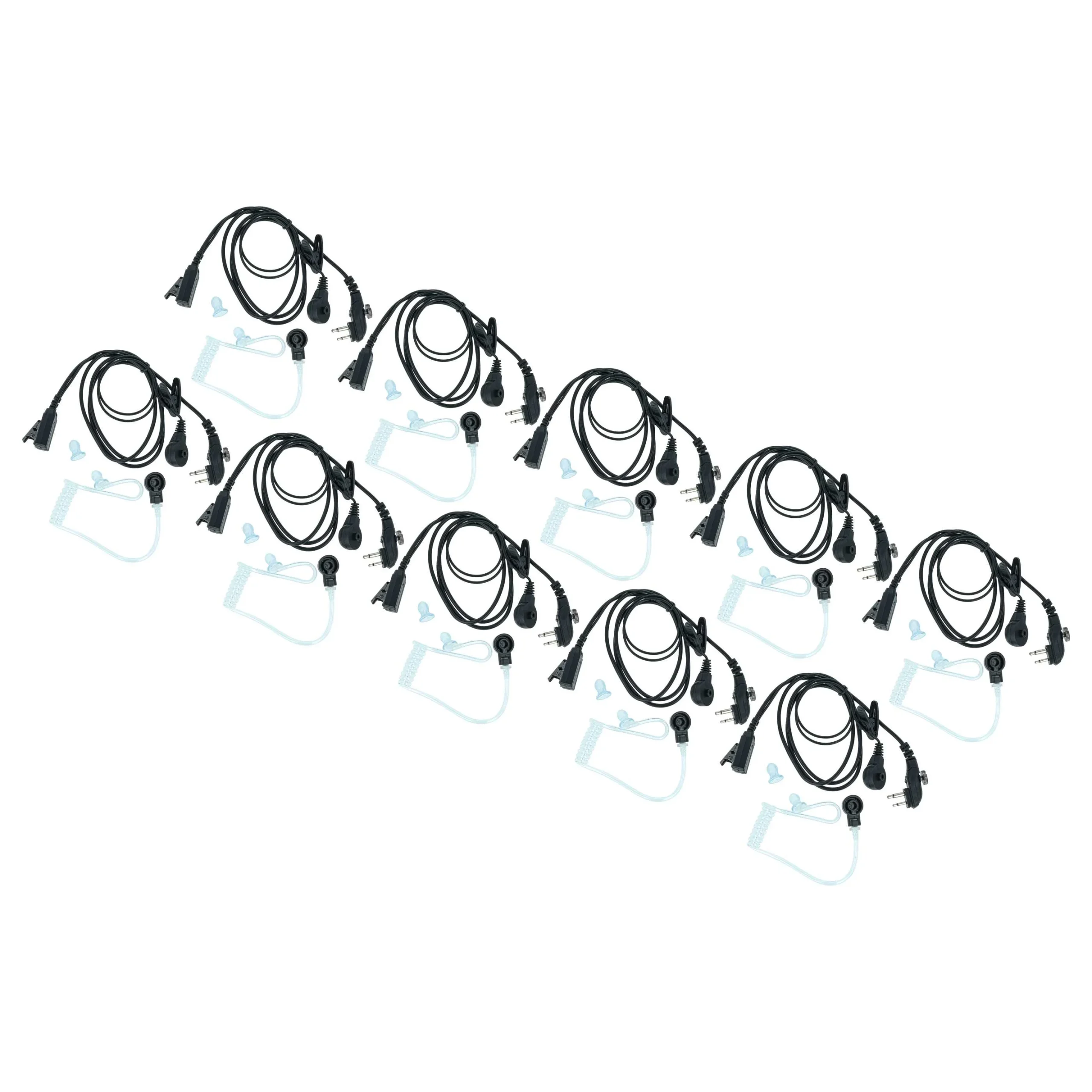 10x Oreillette de talkie-walkie pour Hyt / Hytera PD500 et autres - Avec microphone PTT + support clip, noir