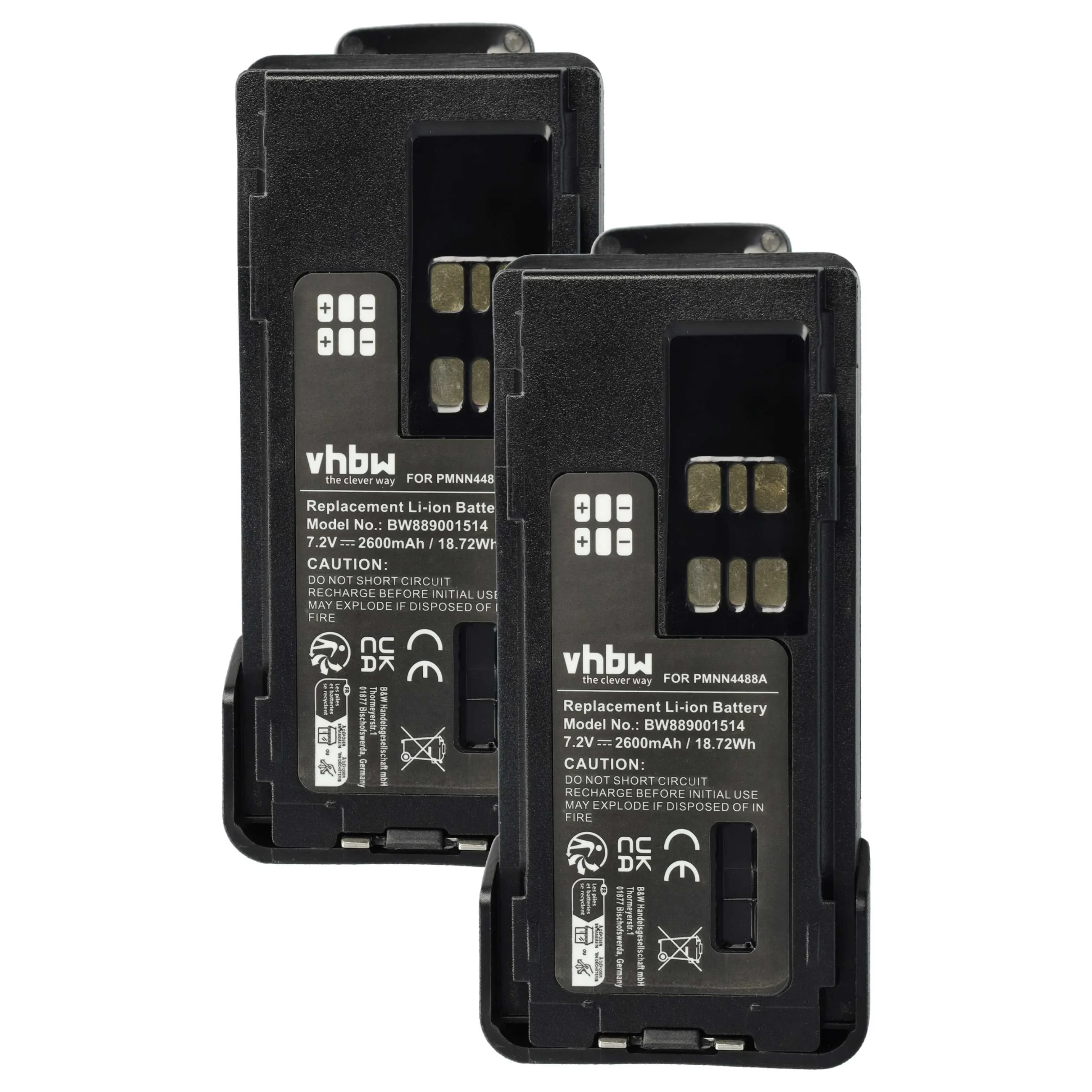 2x Batteries remplace Motorola PMNN4415, PMNN441 pour radio talkie-walkie Motorola- 2600mAh 7,4V Li-ion