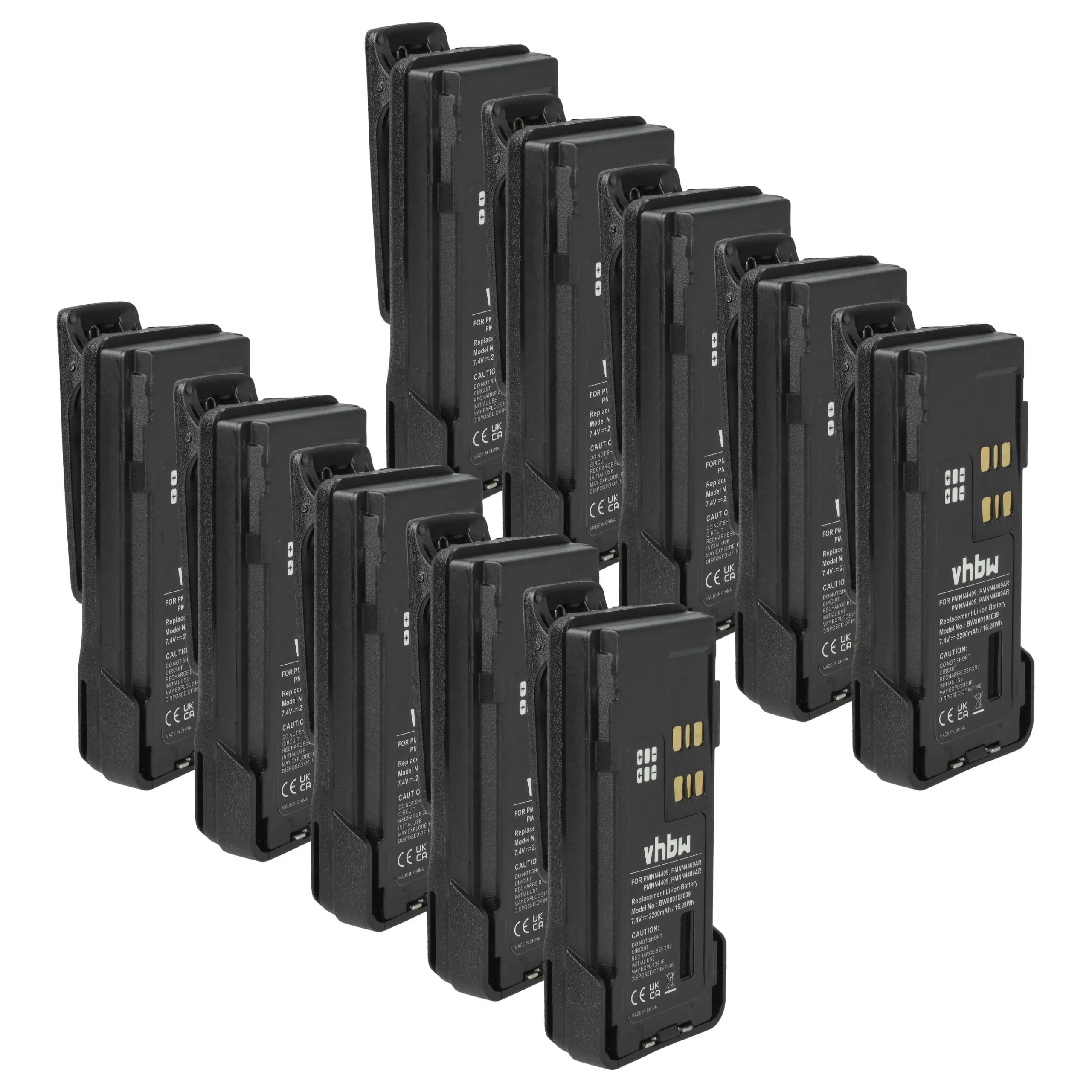 10x Batteries remplace Motorola PMNN4406BR, PMNN4406 pour radio talkie-walkie Motorola- 2200mAh 7,4V Li-ion