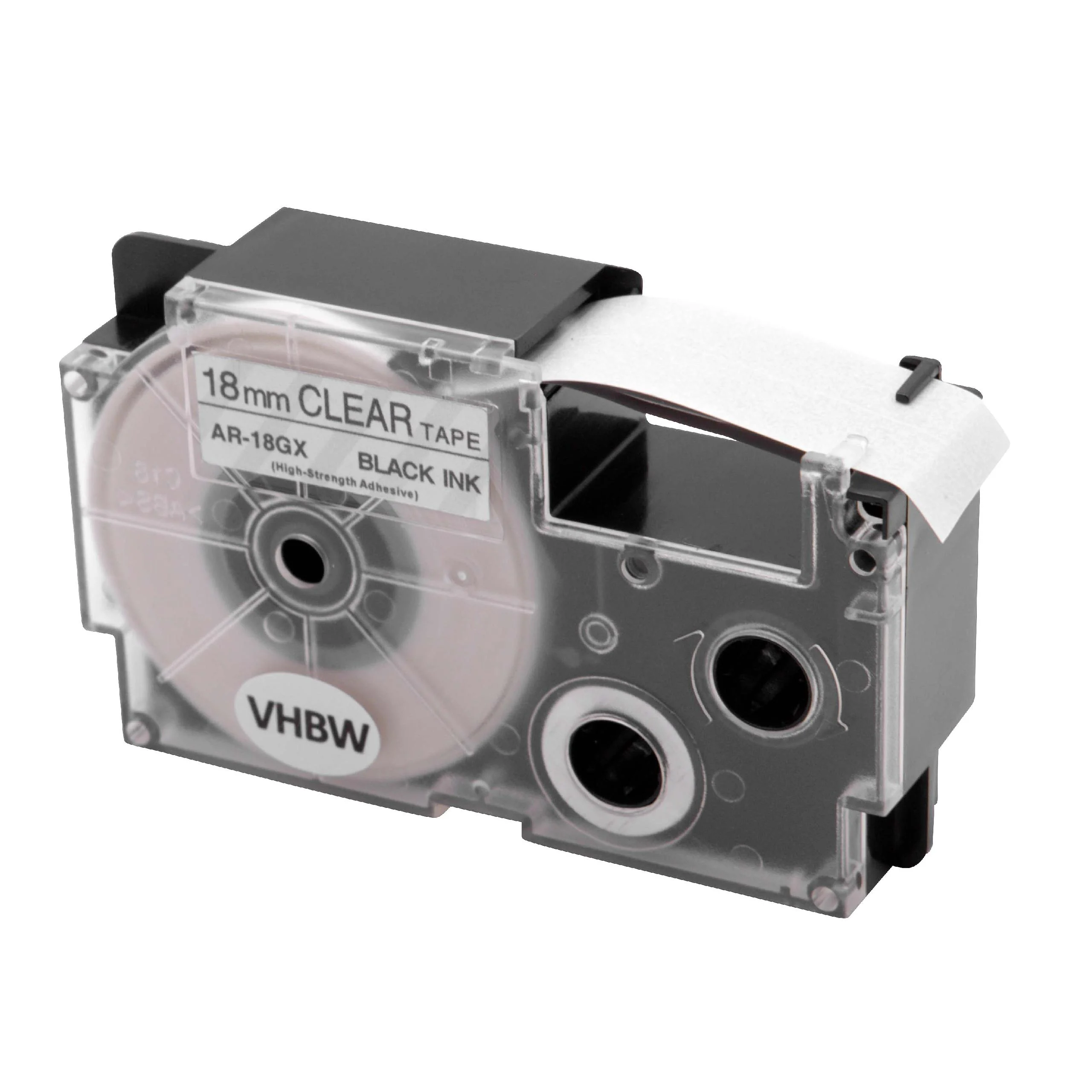 Cassette à ruban remplace Casio XR-18GX - 18mm lettrage Noir ruban Transparent, plastique