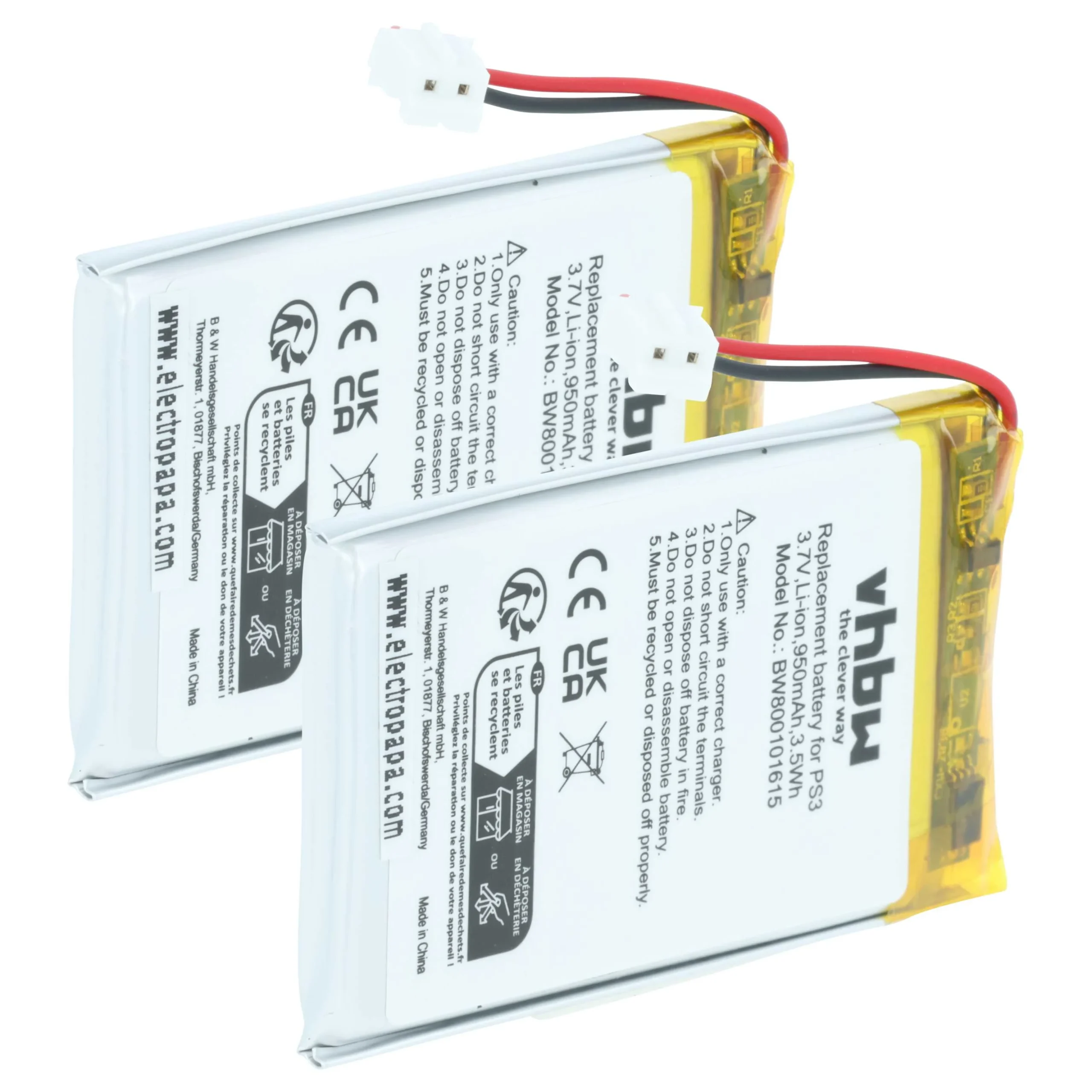 Batterie (2 pcs.) remplace Sony Lip1359, Lip1859, Lip1472 manette de jeu - 950mAh 3,7V Li-ion