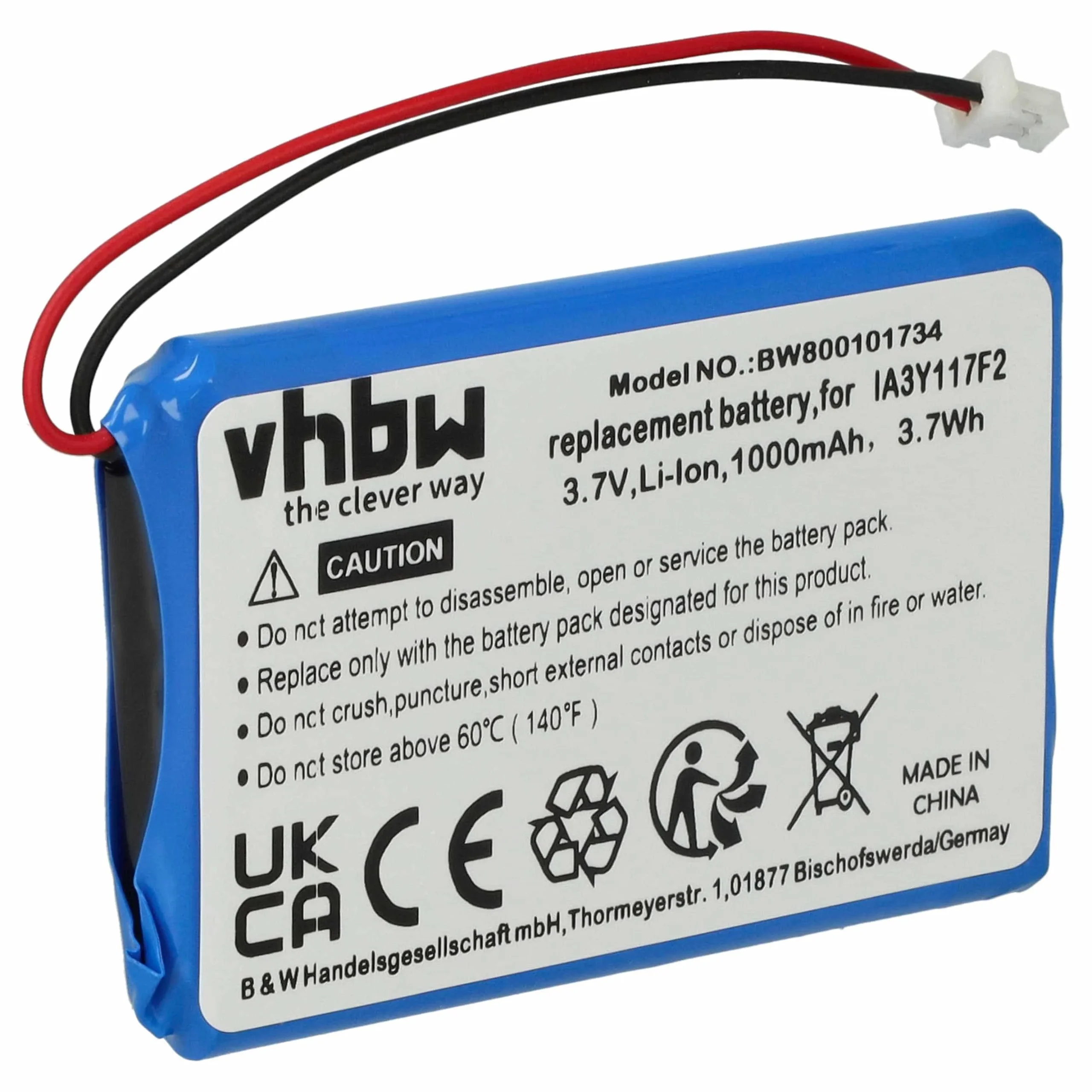 Batterie remplace IA3Y117F2 pour navigation GPS Garmin - 1000mAh 3,7V Li-ion