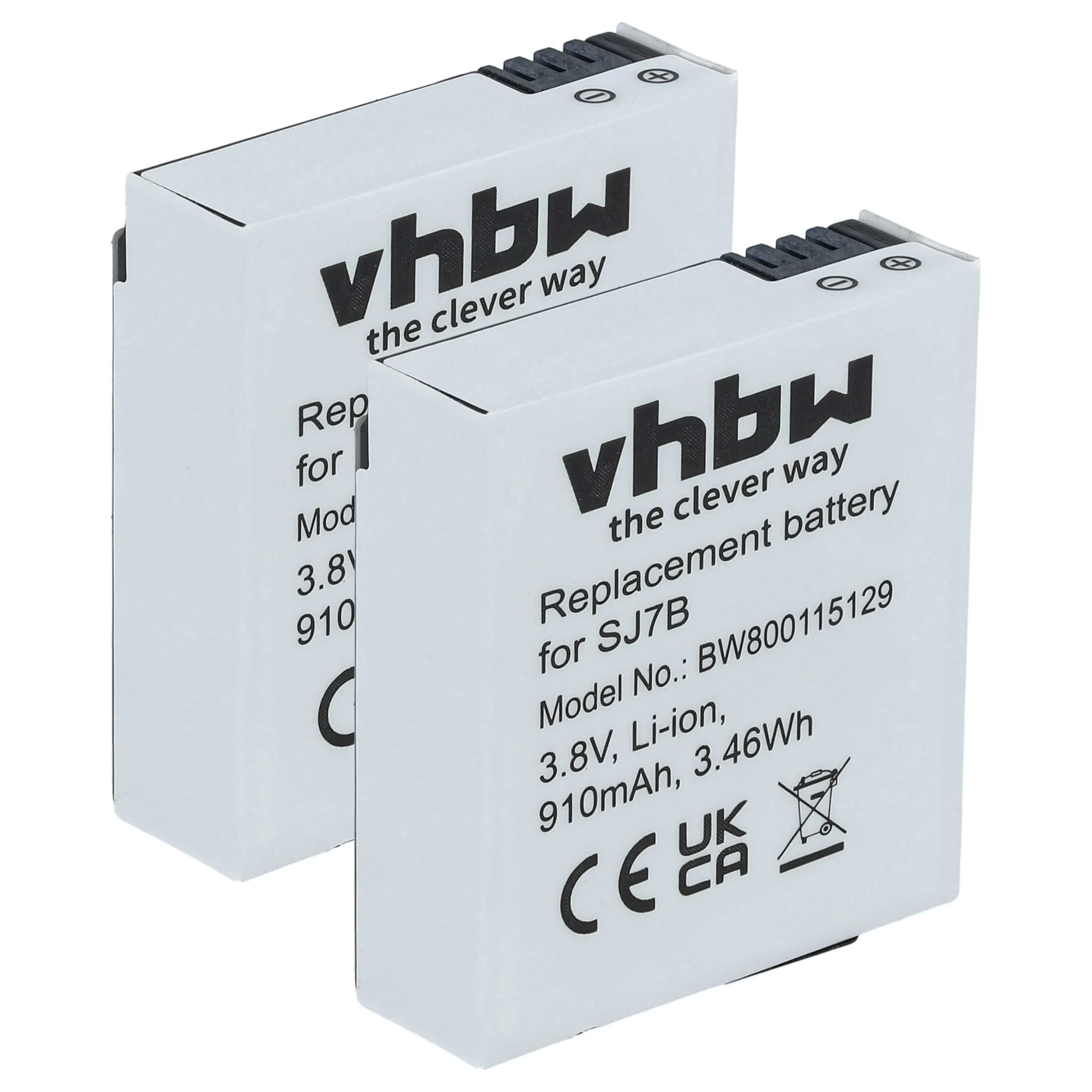2x Batteries remplace SJCam SJ7B pour caméscope Sjcam- 910mAh 3,8V Li-ion