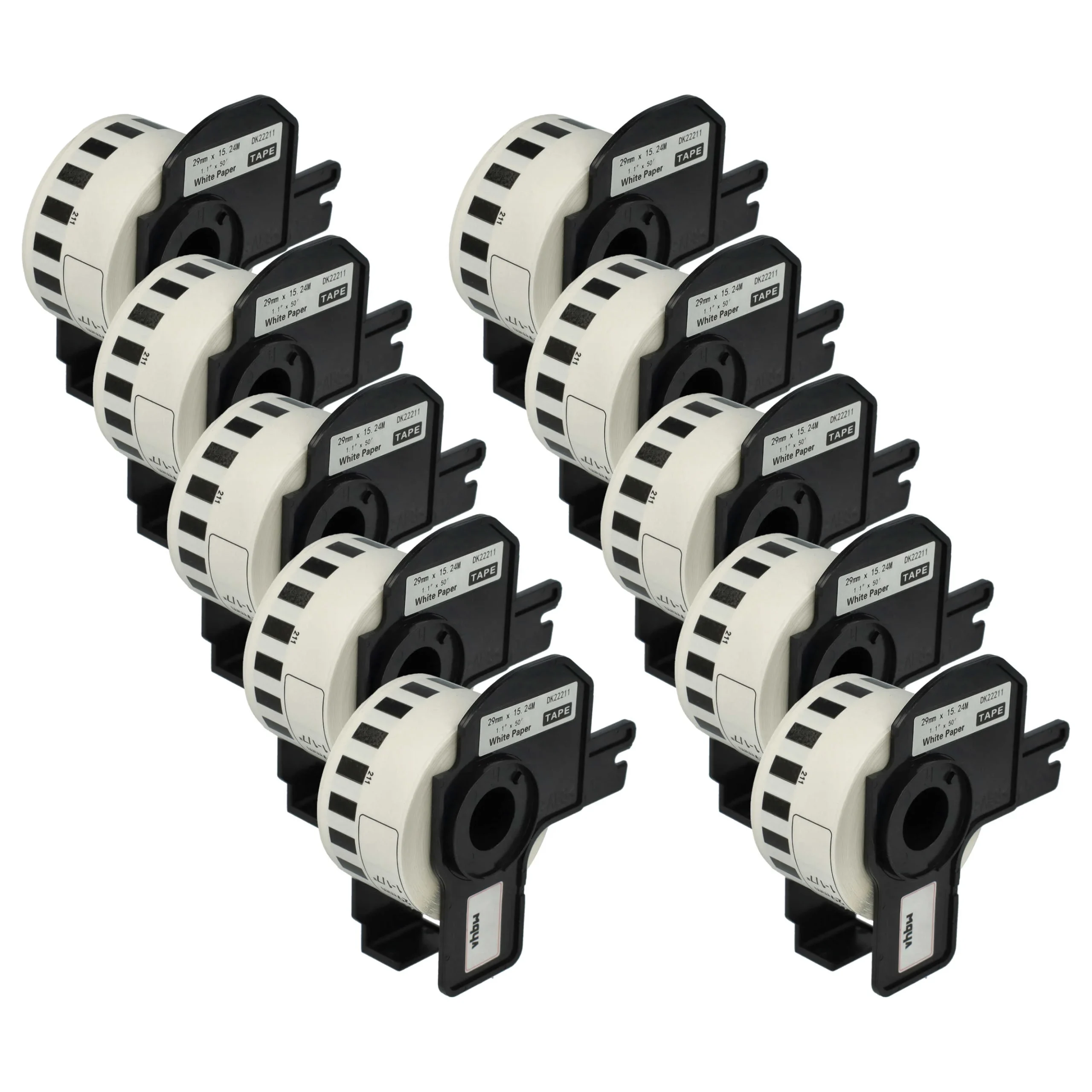 10x Étiquette remplacent Brother DK-22211 pour imprimante étiqueteuse - 29mm x 15,24m + support
