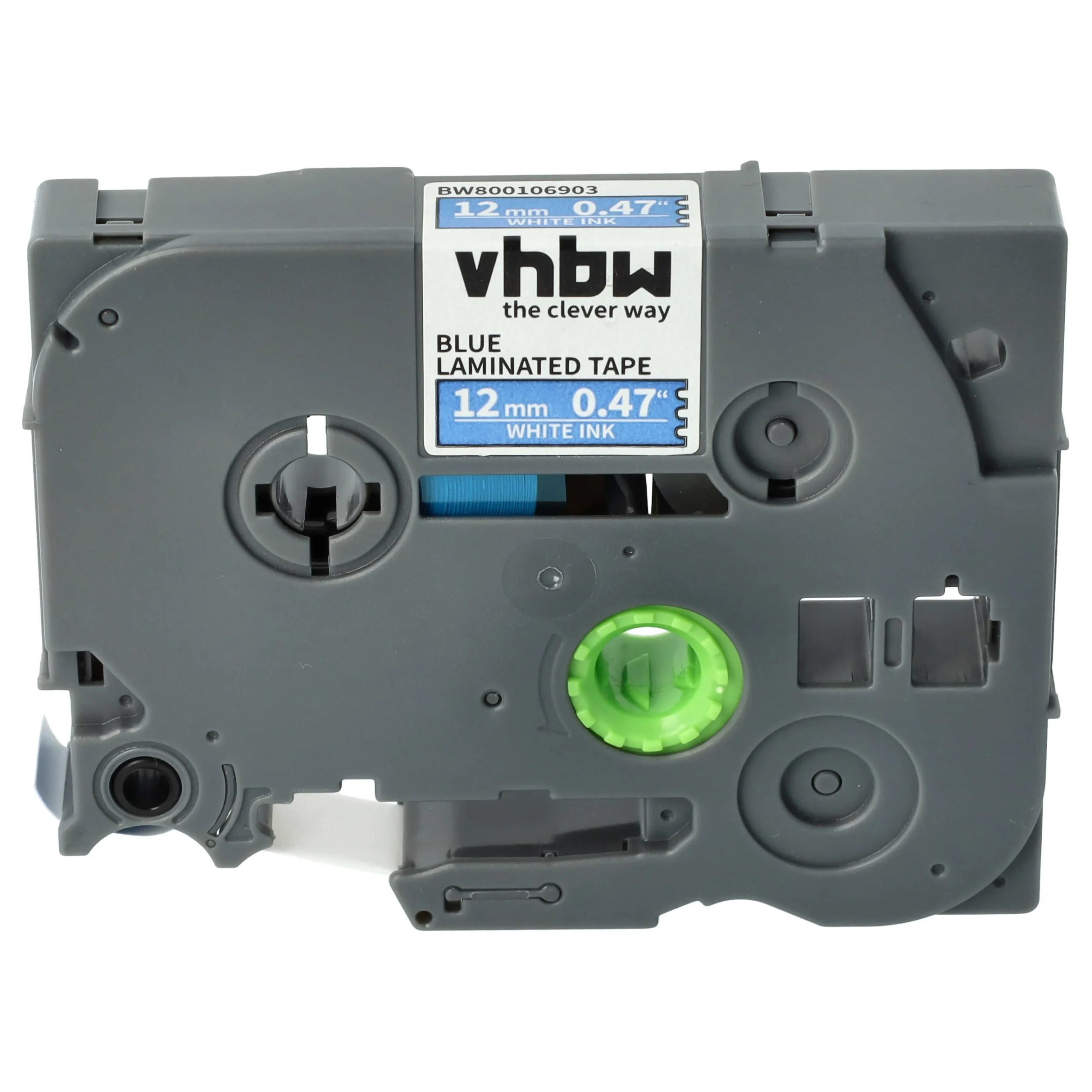 Cassette à ruban remplace Brother TZ-535, TZE-535 - 12mm lettrage Blanc ruban Bleu, plastique