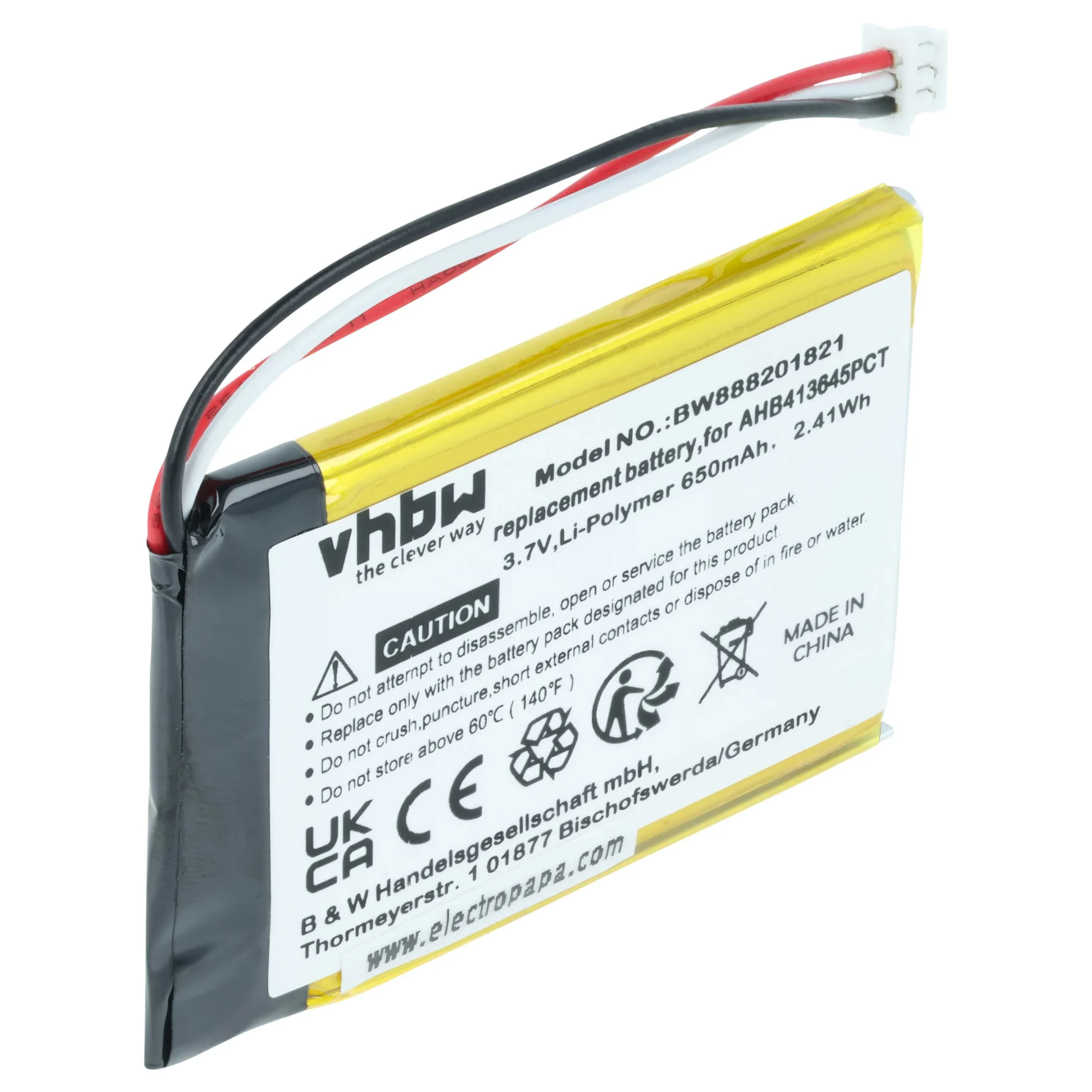 Batterie remplace Sennheiser 507271-88, AHB413645PCT casque audio Sennheiser - 650mAh 3,7V Li-polymère