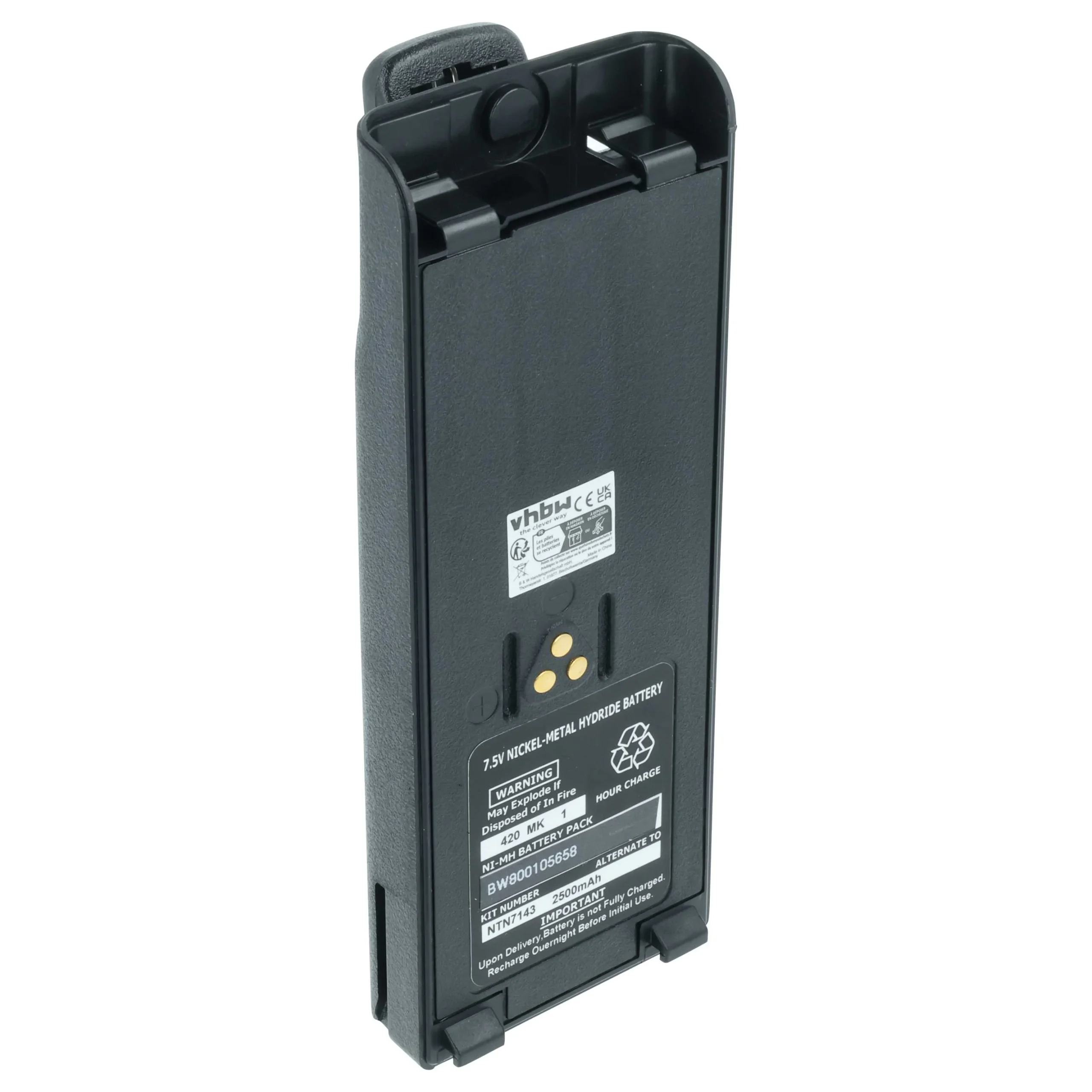Batterie remplace Motorola NTN7143B, NTN7143A, NTN7143 pour radio talkie-walkie Motorola- 2500mAh 7,5V NiMH