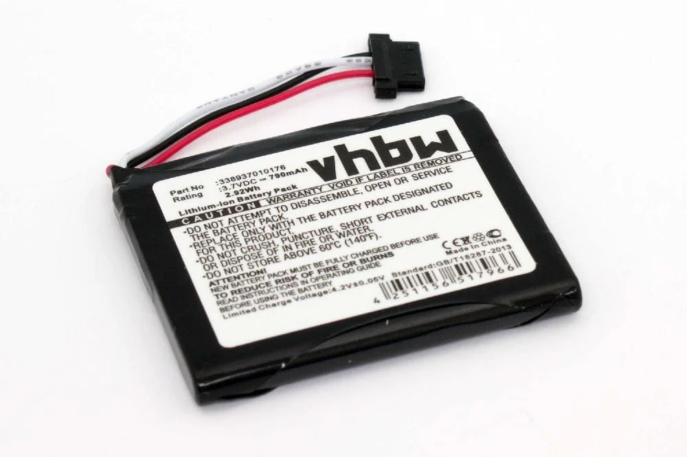Batterie remplace Pioneer 827304, 338937010176 pour navigation GPS Pioneer - 790mAh 3,7V Li-ion