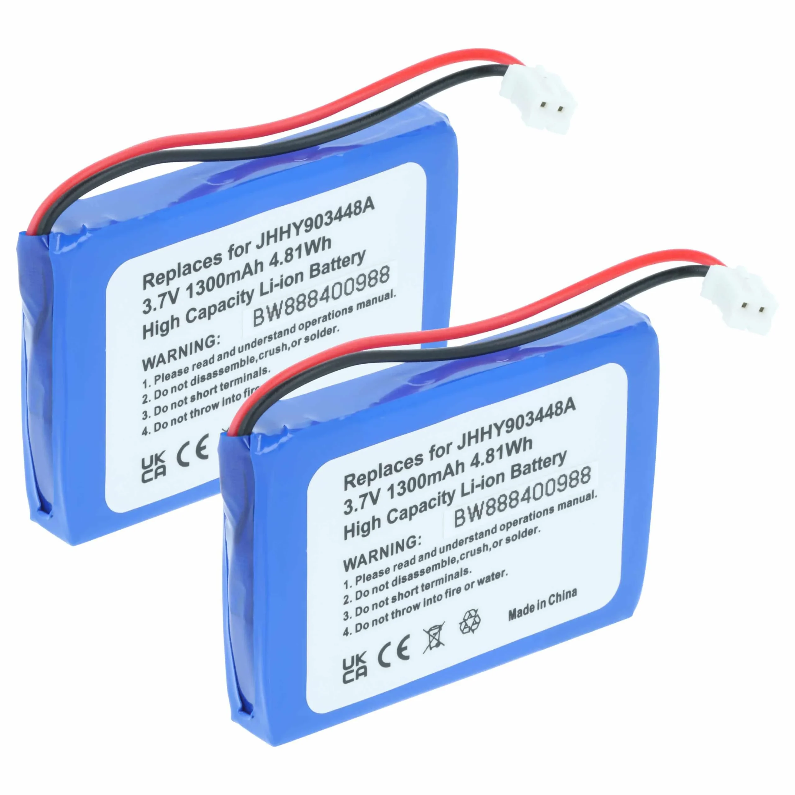 2x Batteries remplace Albrecht 083448, JHHY903448A pour radio talkie-walkie Albrecht- 1300mAh 3,7V Li-ion