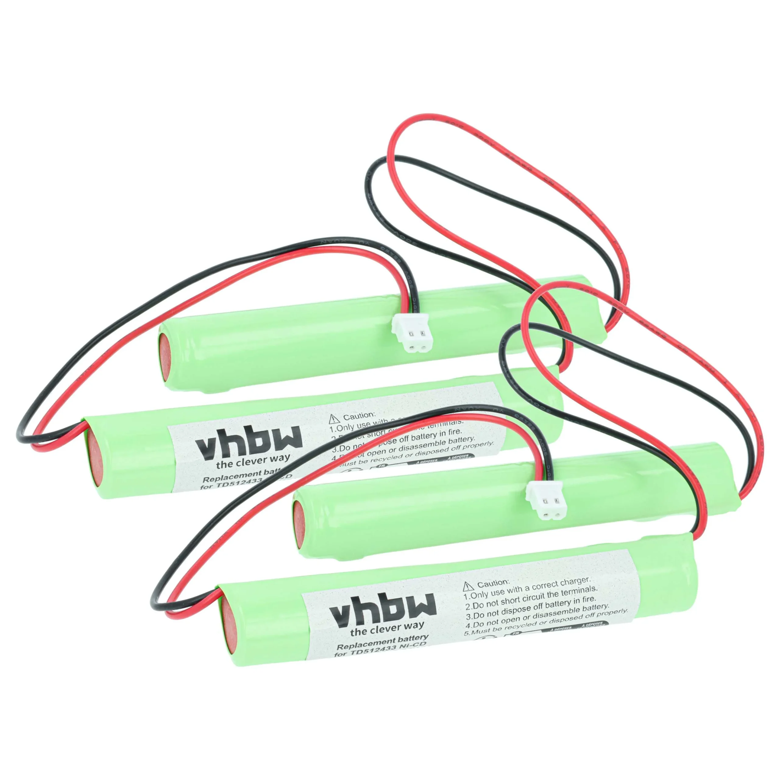 2x Batteries remplace BAES TD512433 pour éclairage de secours BAES - 800mAh 4,8V NiCd