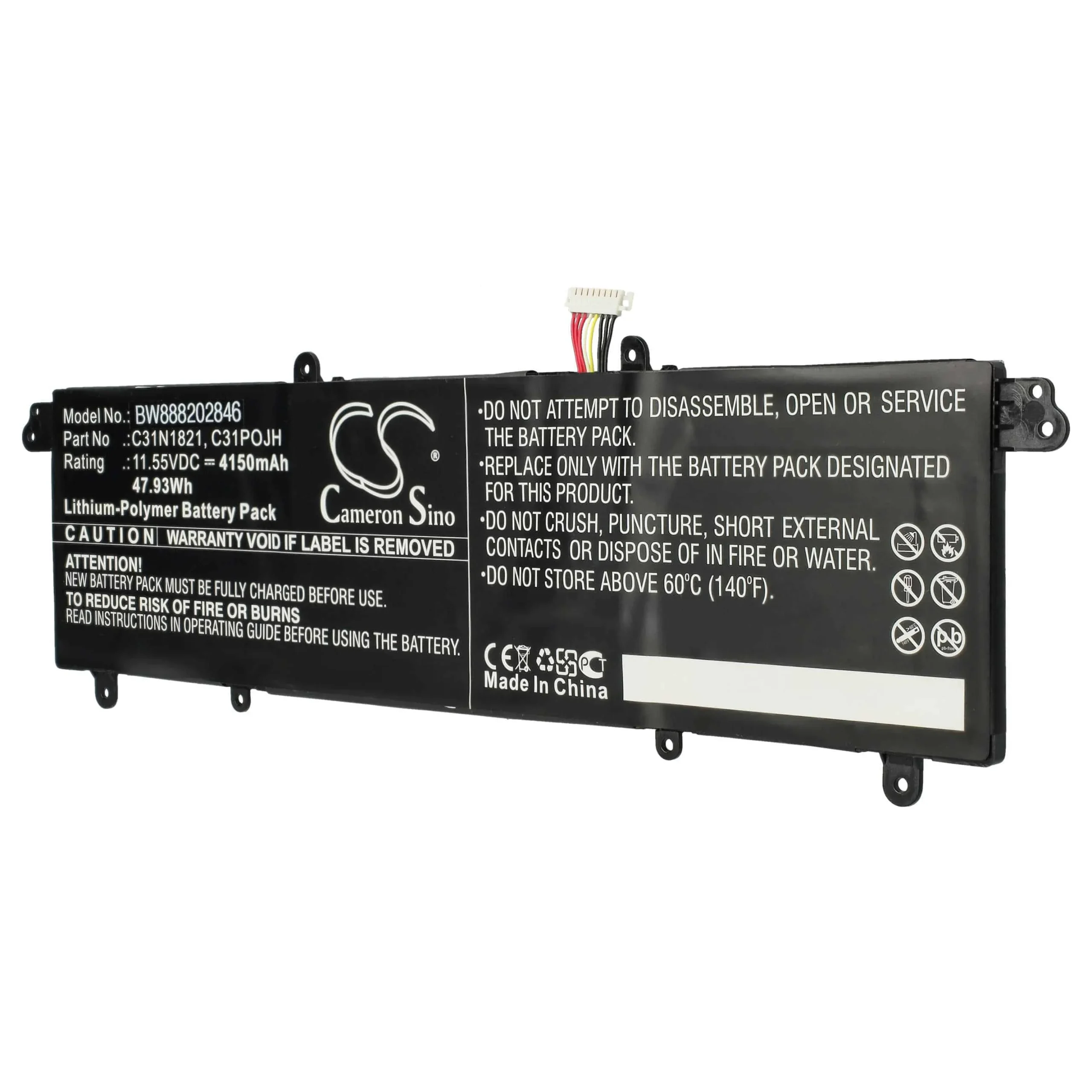 Batterie remplace Asus 0B200-03210100, C31N1821 pour ordinateur portable Asus- 4150mAh 11,55V Li-polymère