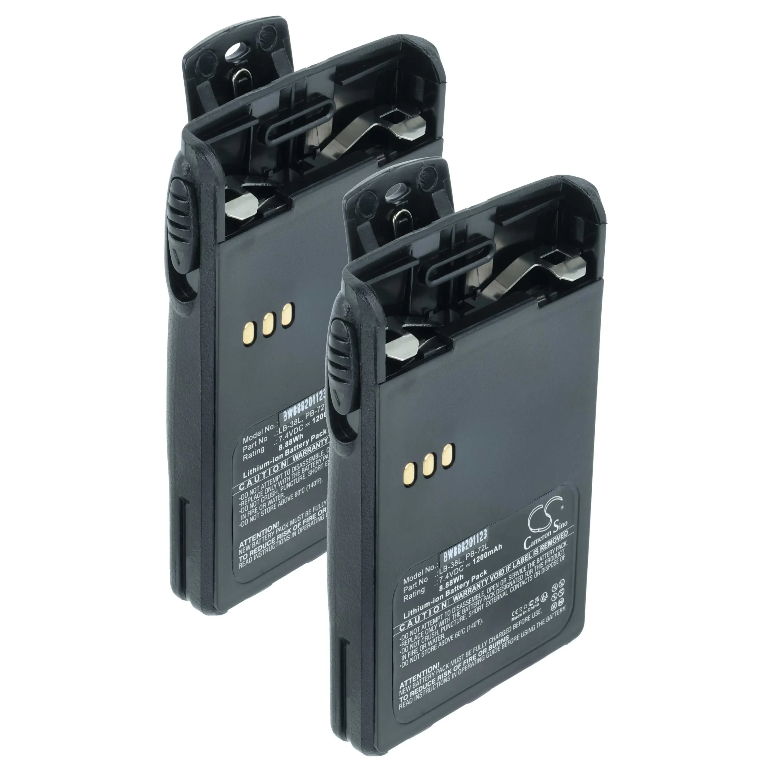 2x Batteries remplace Huntec PB200, LB-62L, LB-38L, PB400 pour radio talkie-walkie ADI- 1200mAh 7,4V Li-ion