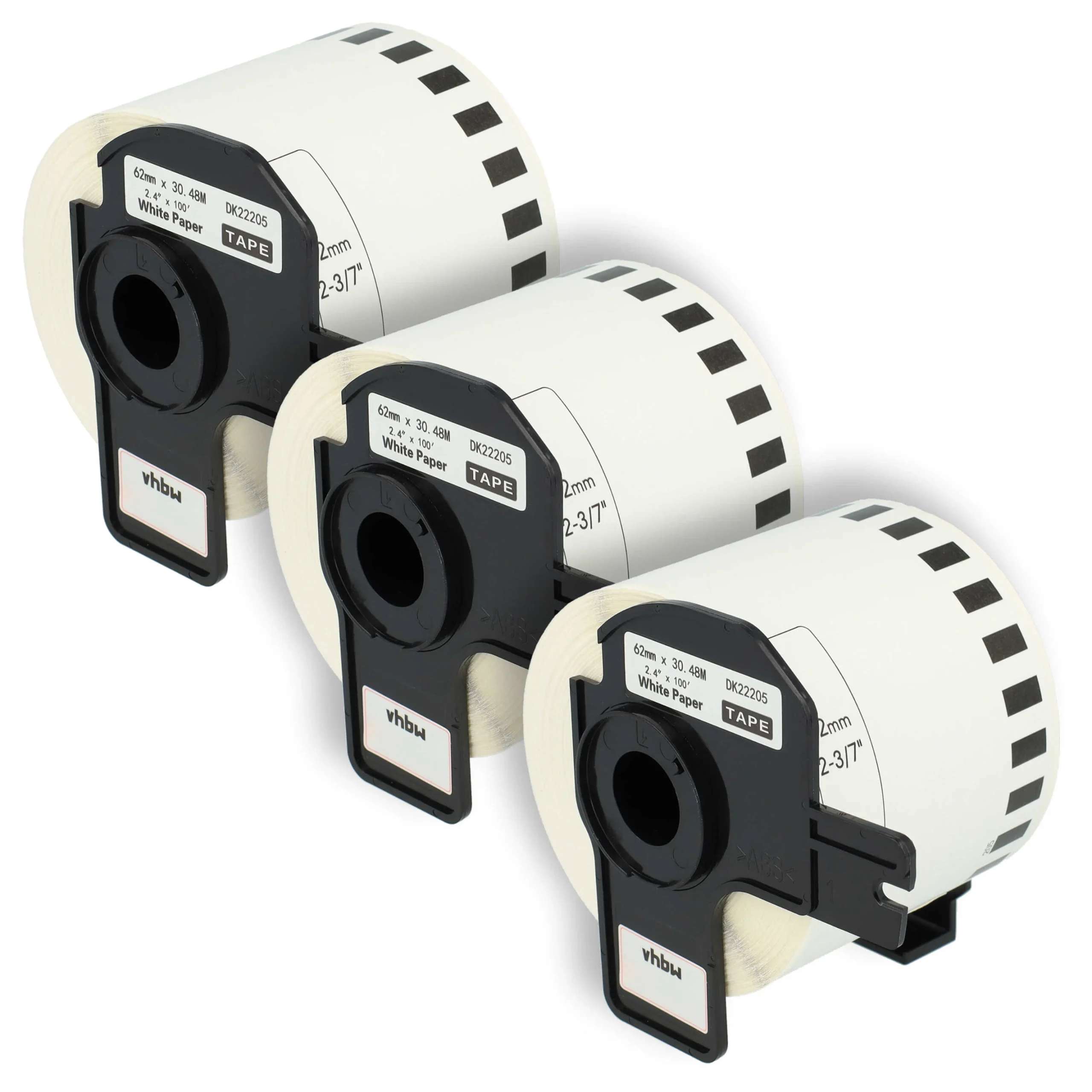 3x Étiquette remplacent Brother DK-22205 pour imprimante étiqueteuse - 62mm x 30,48m + support
