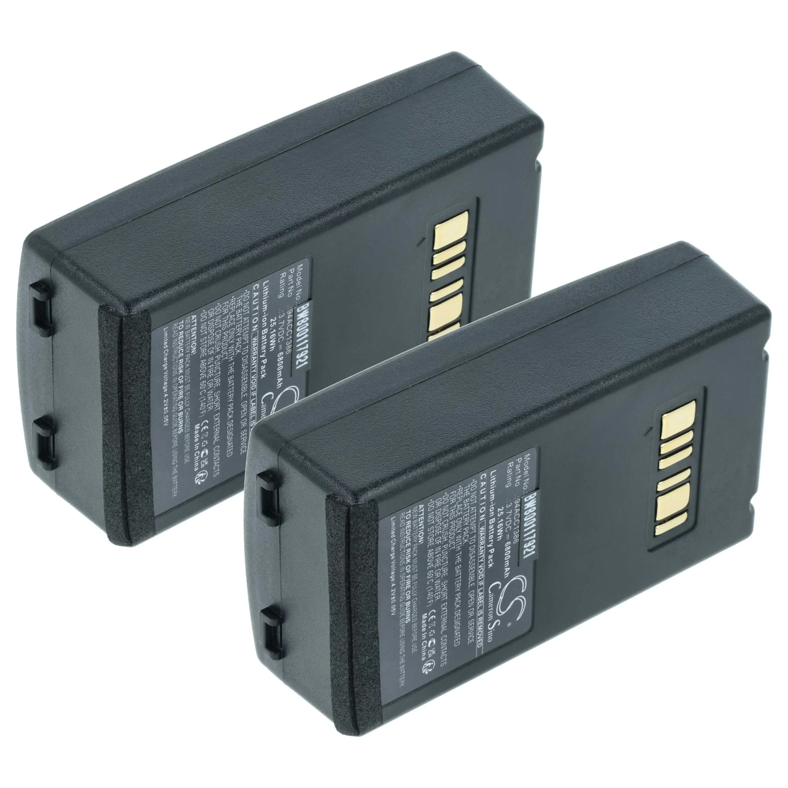 2x Batteries remplace Datalogic 94ACC1386, BT-26, BT-10 pour scanner de code-barre Datalogic - 6800mAh 3,7V
