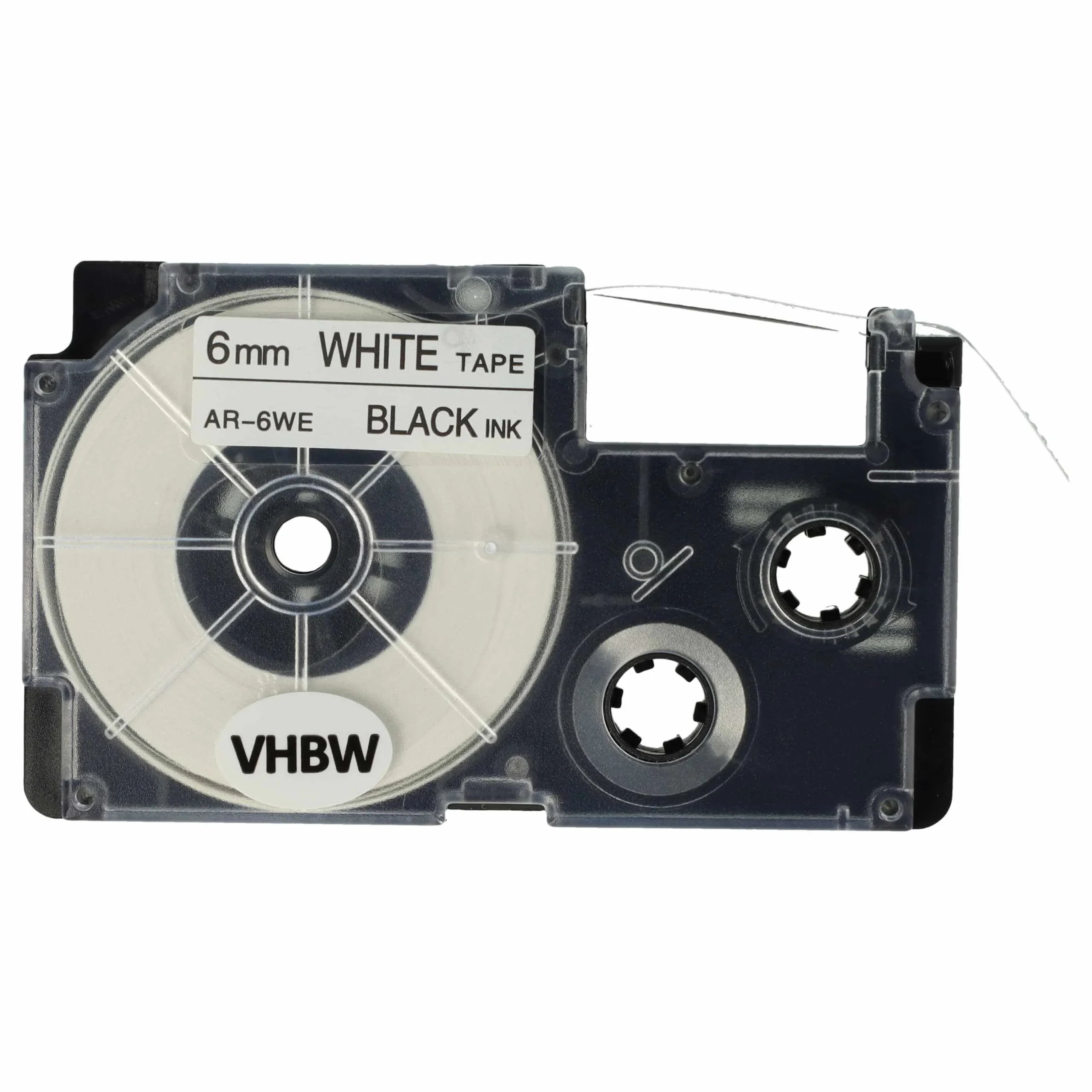 Cassette à ruban remplace Casio XR-6WE1, XR-6WE - 6mm lettrage Noir ruban Blanc, plastique