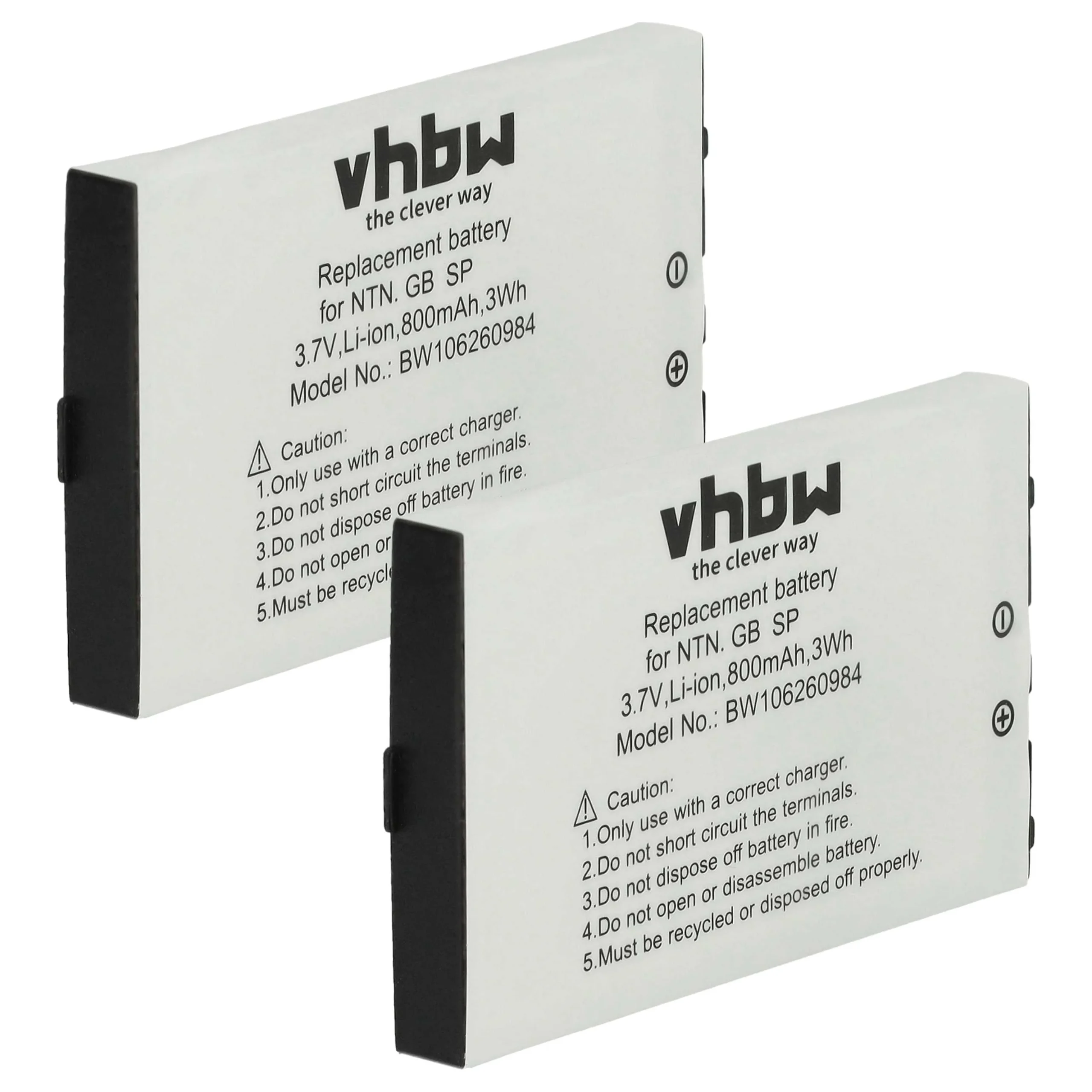 Batterie (2 pcs.) remplace Nintendo BT-M12, SAM-SPRBP, BAT-GBASP-1LI console de jeux - 800mAh 3,7V Li-ion